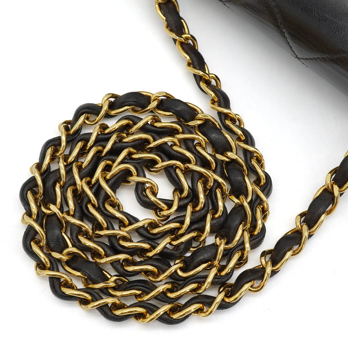 LUXURY PROMISE VINTAGE CHANEL DIANA SMALL CHAIN SHOULDER BAG BLACK LAMB SKIN GOLD HARDWARE 90329224