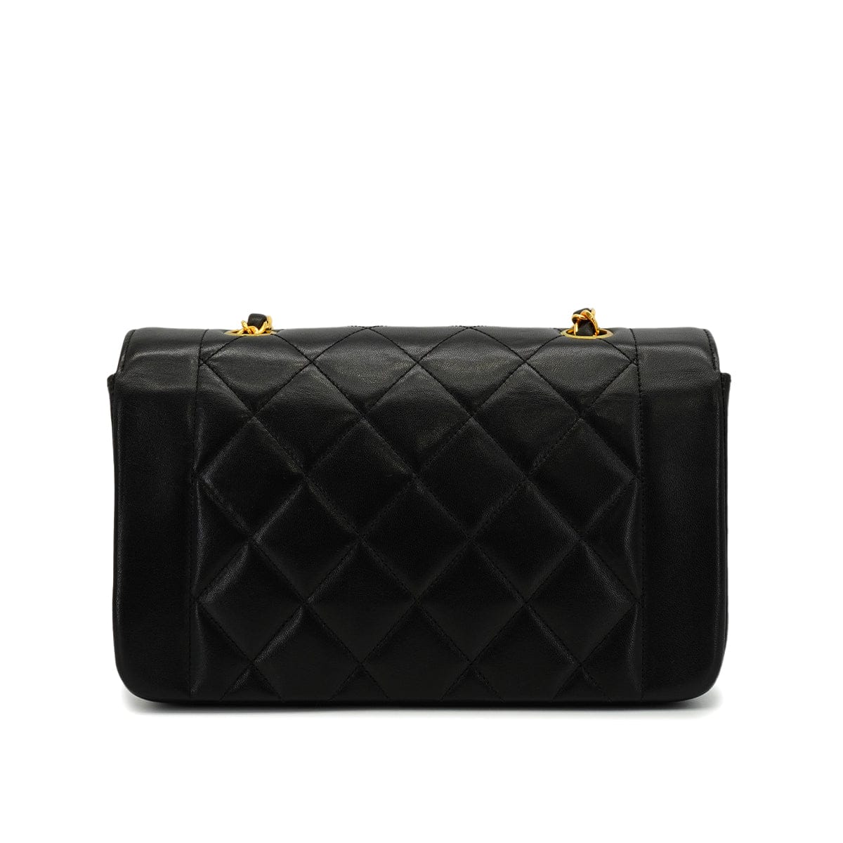 LUXURY PROMISE VINTAGE CHANEL DIANA SMALL CHAIN SHOULDER BAG BLACK LAMB SKIN GOLD HARDWARE 90341441
