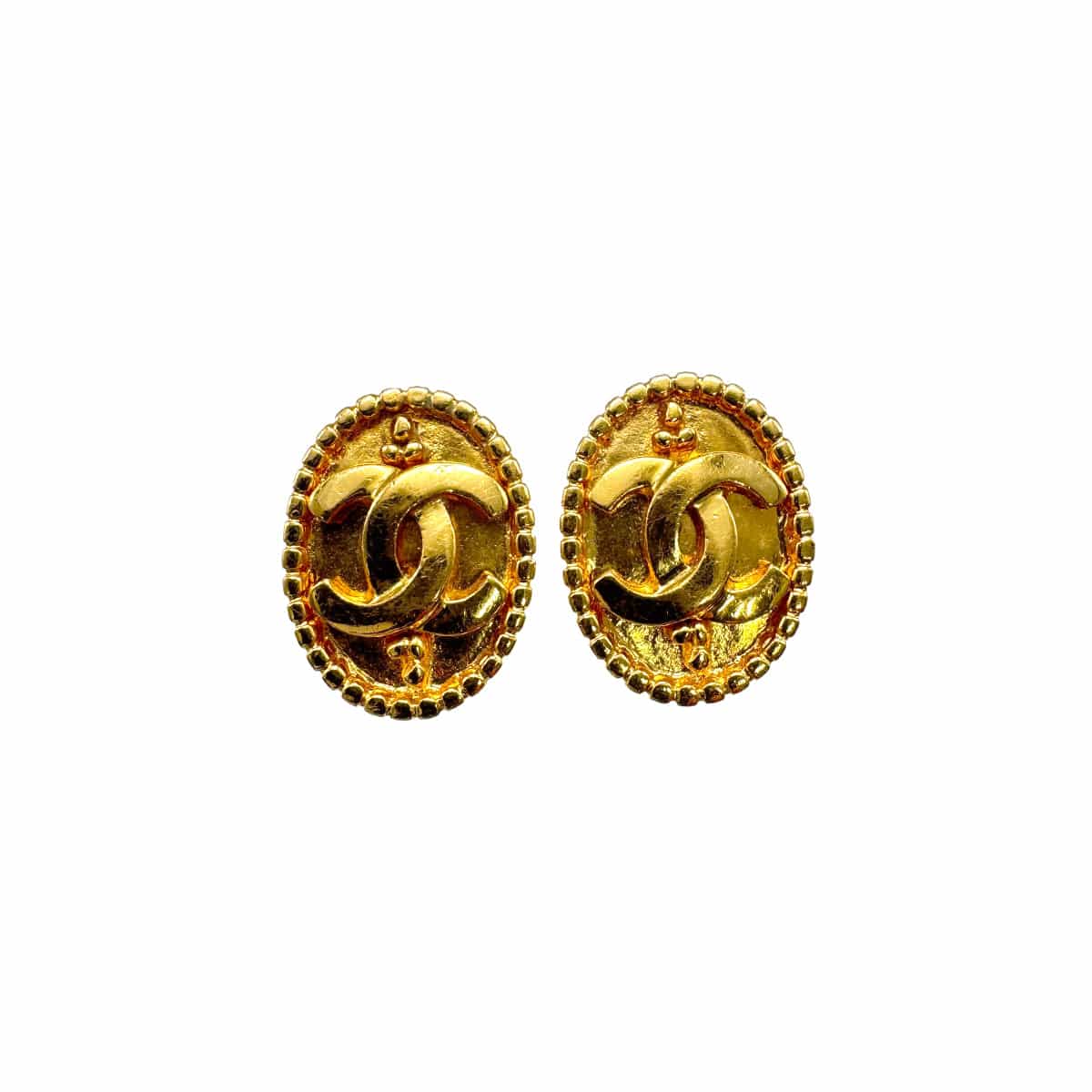 VINTAGE CHANEL EARRINGS COCOMARK OVAL ACCESSORY 96A 90326626