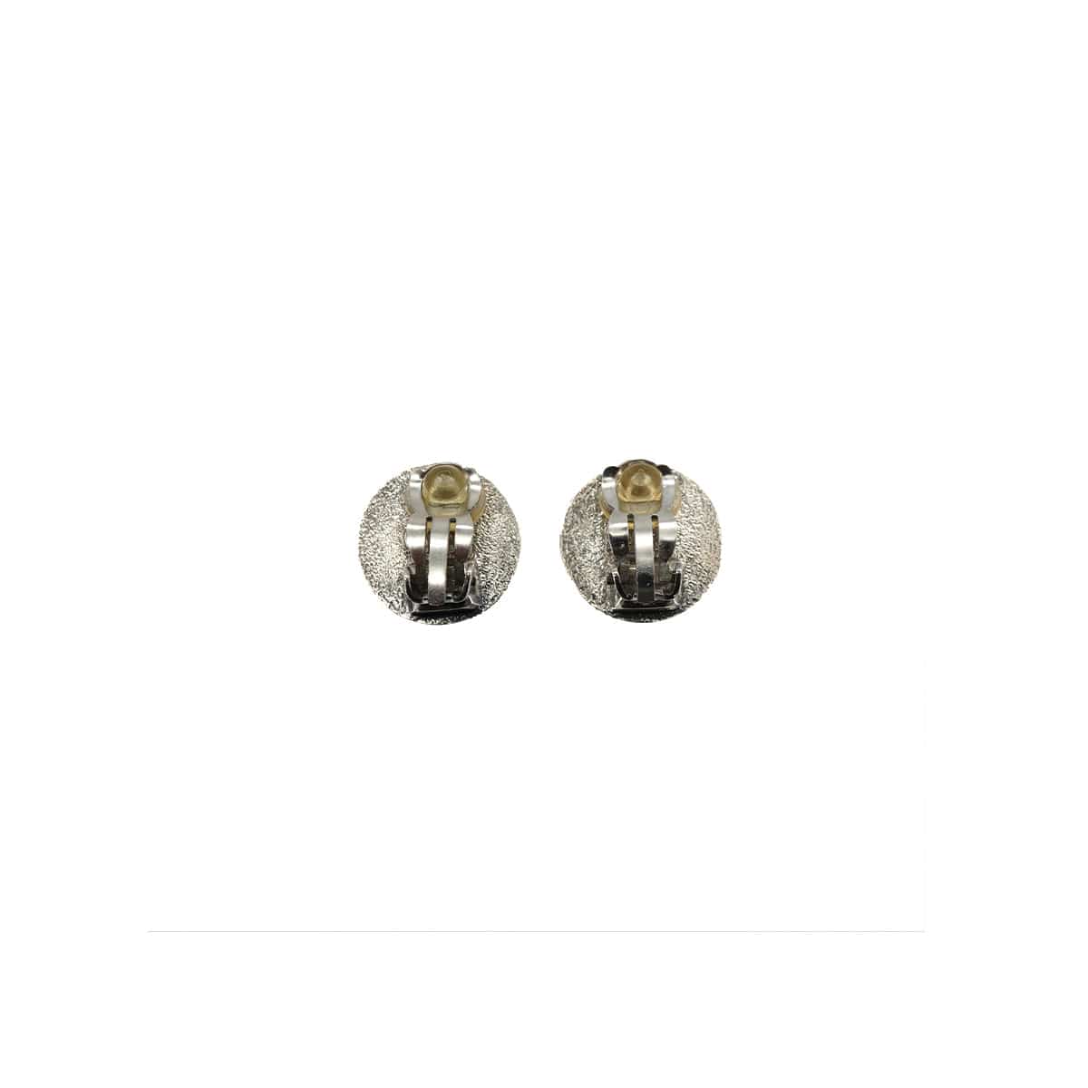 LUXURY PROMISE VINTAGE CHANEL EARRINGS COCOMARK ROUND SILVER BLACK ACCESSORY 96P 90337670