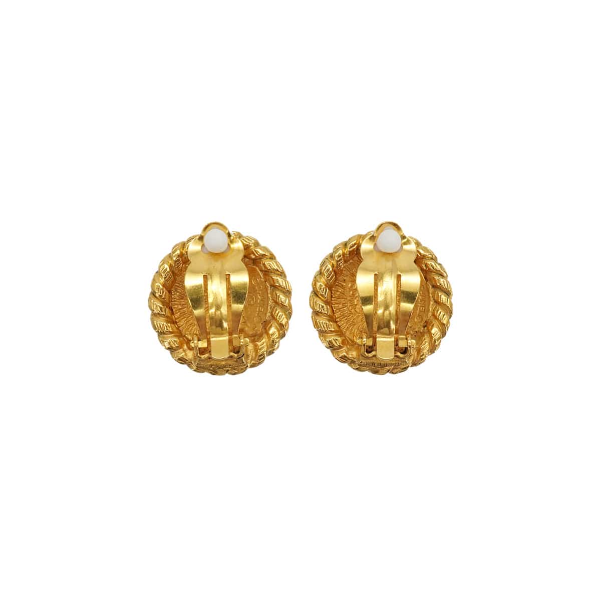 LUXURY PROMISE VINTAGE CHANEL EARRINGS ROUND COCOMARK GOLD ACCESSORY 90337689