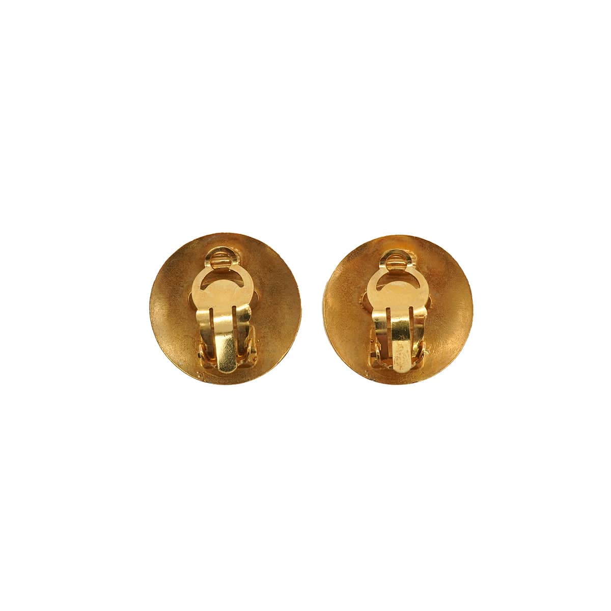 LUXURY PROMISE VINTAGE CHANEL EARRINGS ROUND COCOMARK GOLD BLACK ACCESSORY 93A 90339127