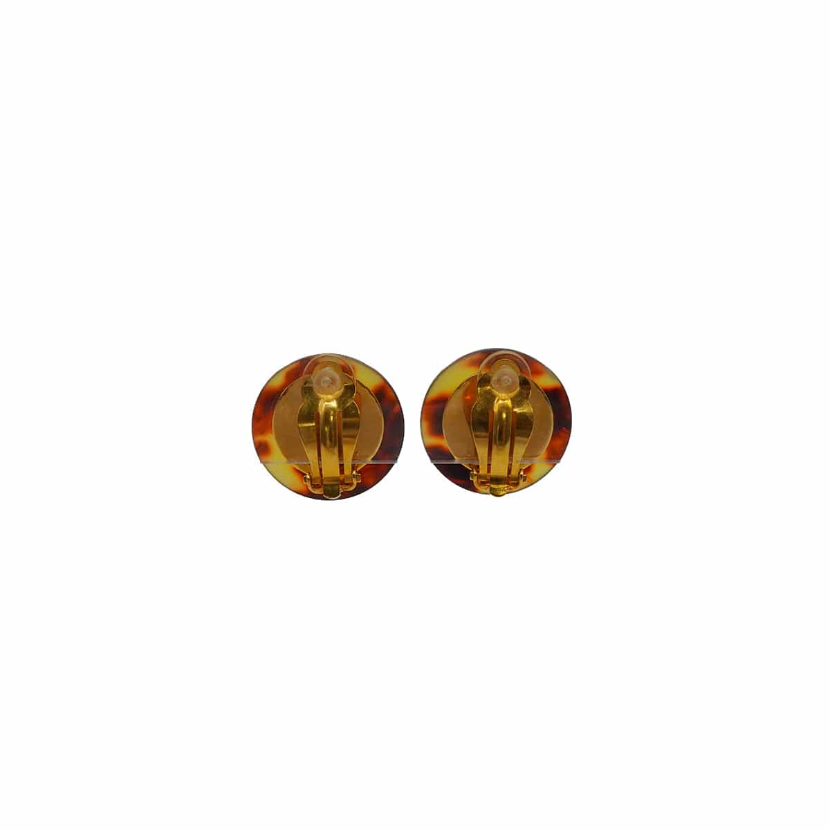 LUXURY PROMISE VINTAGE CHANEL EARRINGS TORTOISESHELL COCOMARK ROUND ACCESSORY 97P 90338765