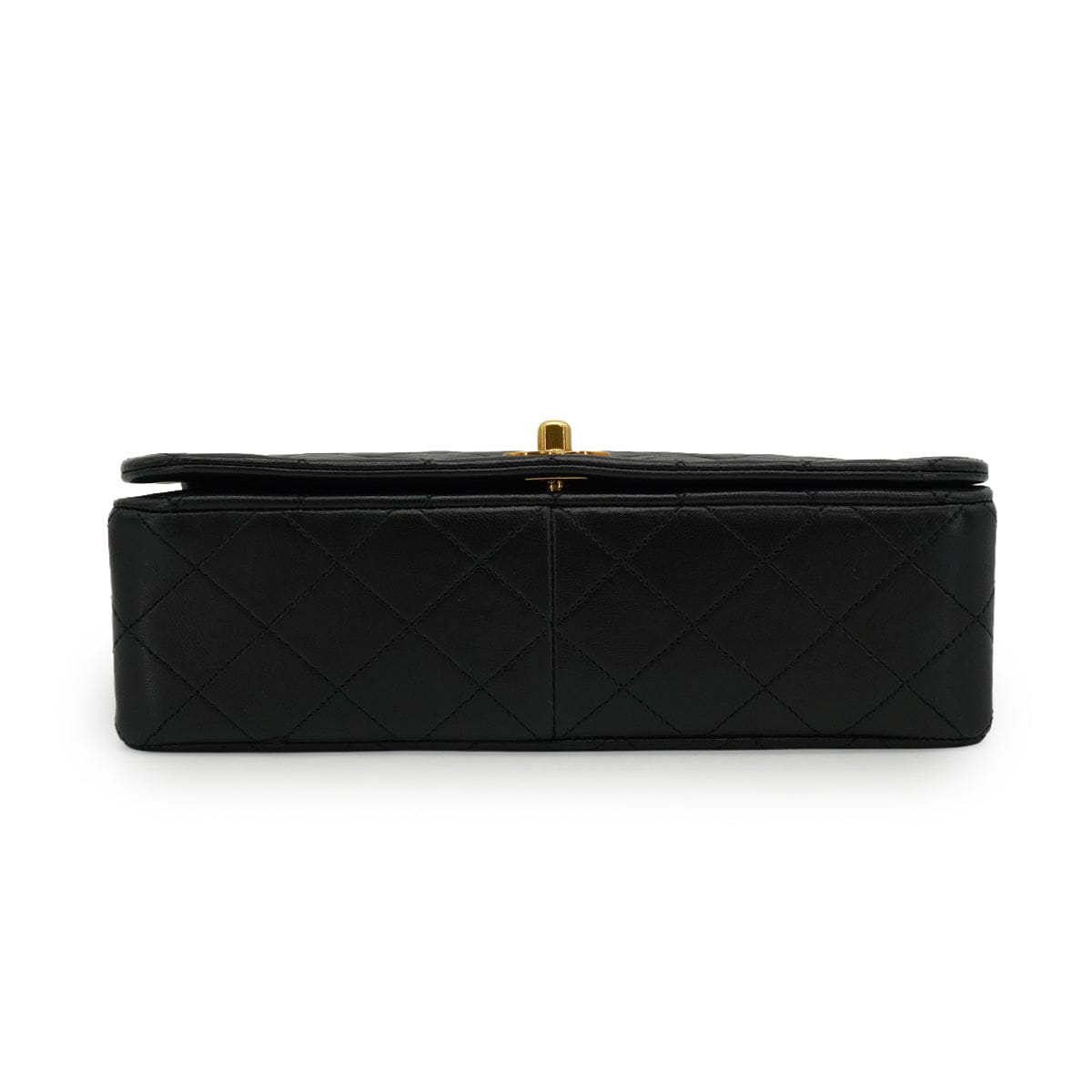 LUXURY PROMISE VINTAGE CHANEL FULL FLAP CHAIN SHUOLDER BAG BLACK LAMB SKIN GOLD HARDWARE 90335298