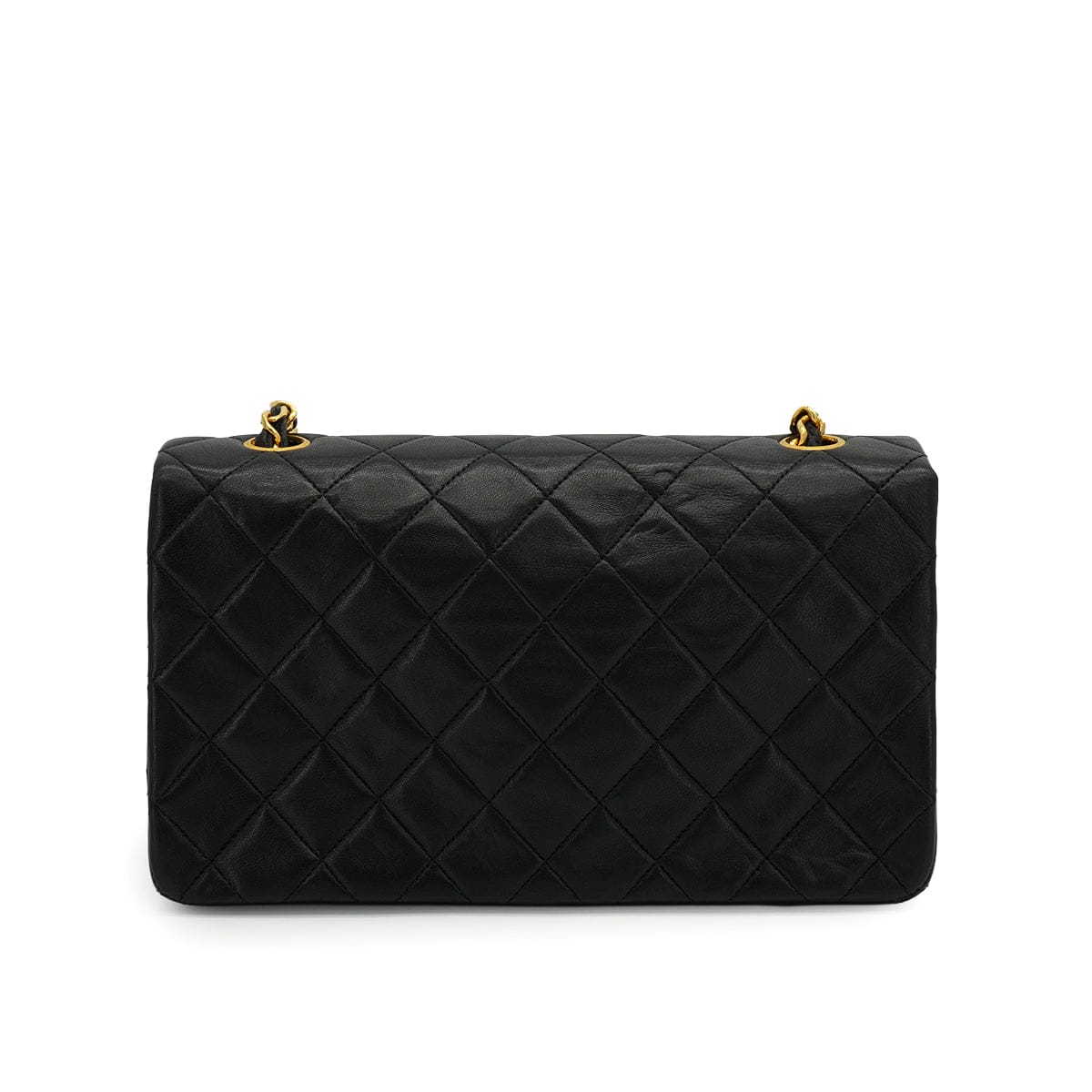 LUXURY PROMISE VINTAGE CHANEL FULL FLAP CHAIN SHUOLDER BAG BLACK LAMB SKIN GOLD HARDWARE 90335298