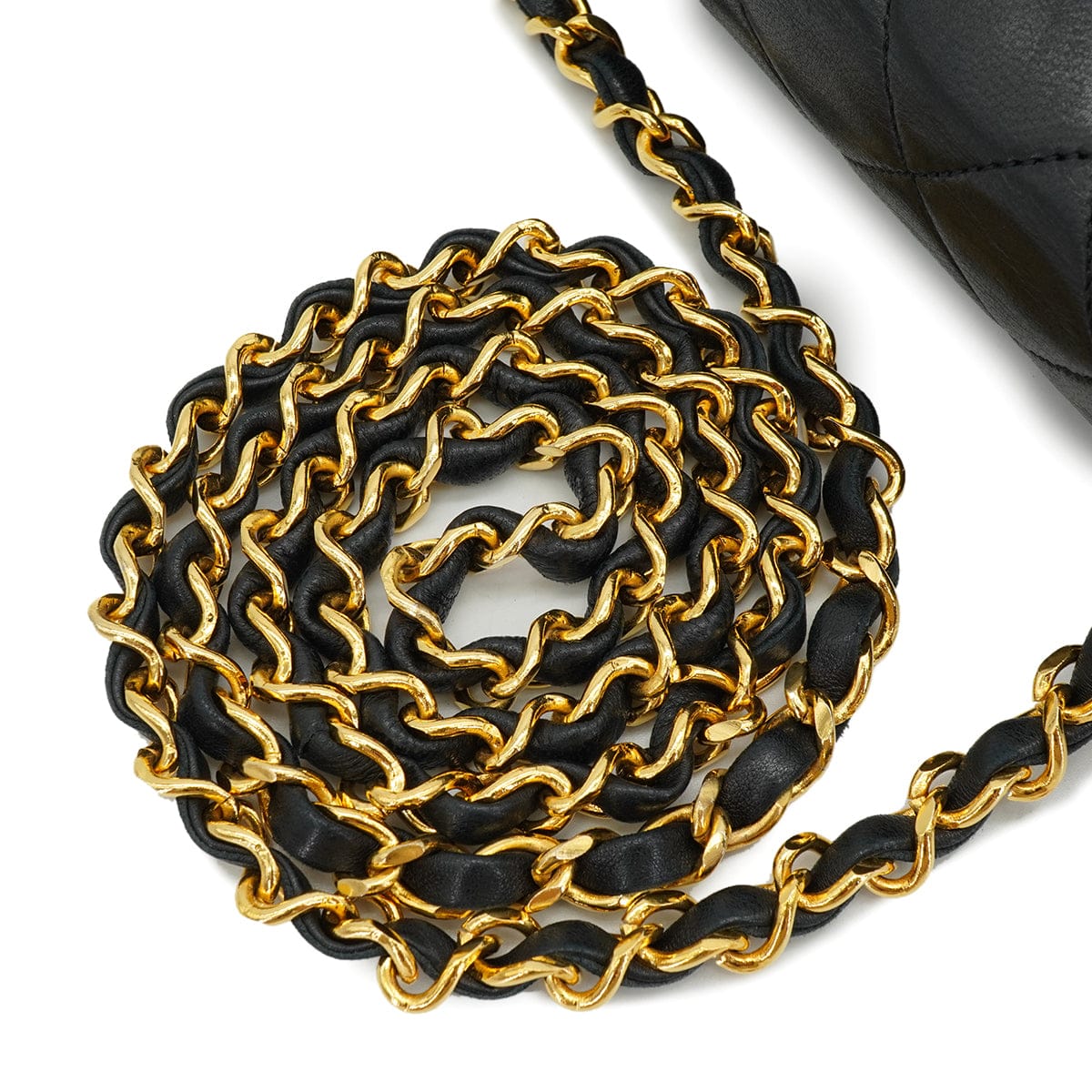 LUXURY PROMISE VINTAGE CHANEL FULL FLAP CHAIN SHUOLDER BAG BLACK LAMB SKIN GOLD HARDWARE 90335298