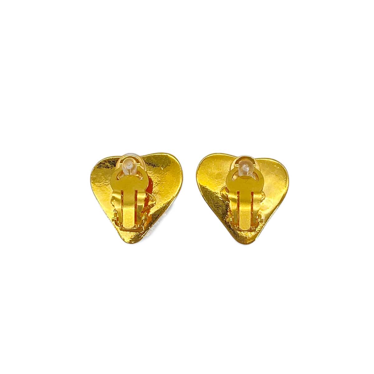 LUXURY PROMISE VINTAGE CHANEL HEART EARRINGS COCOMARK GOLD ACCESSORY 93P 90322159