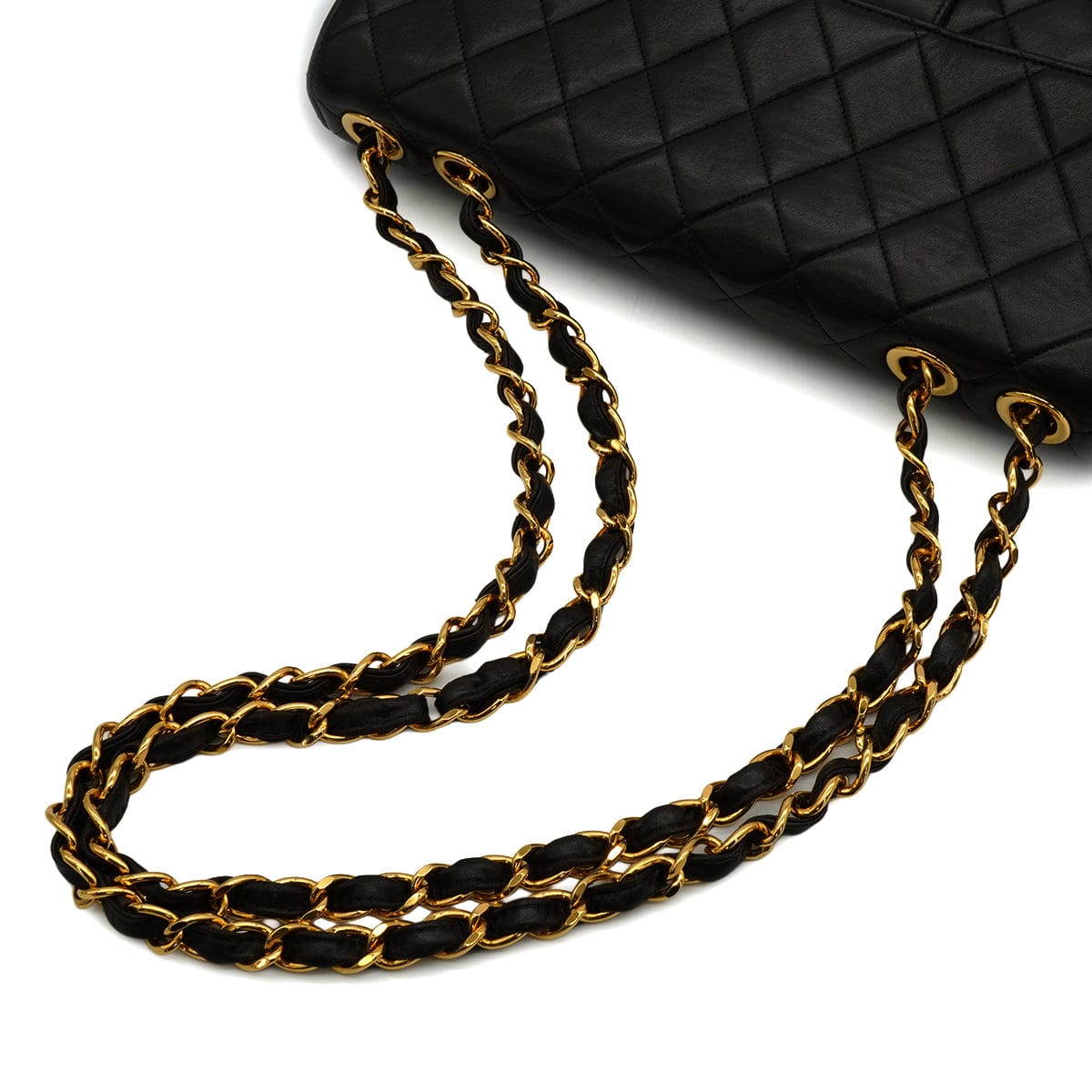 LUXURY PROMISE VINTAGE CHANEL JUMBO MATELASSE 30 CHAIN SHOULDER BAG BLACK LAMB SKIN GOLD HARDWARE 90340463