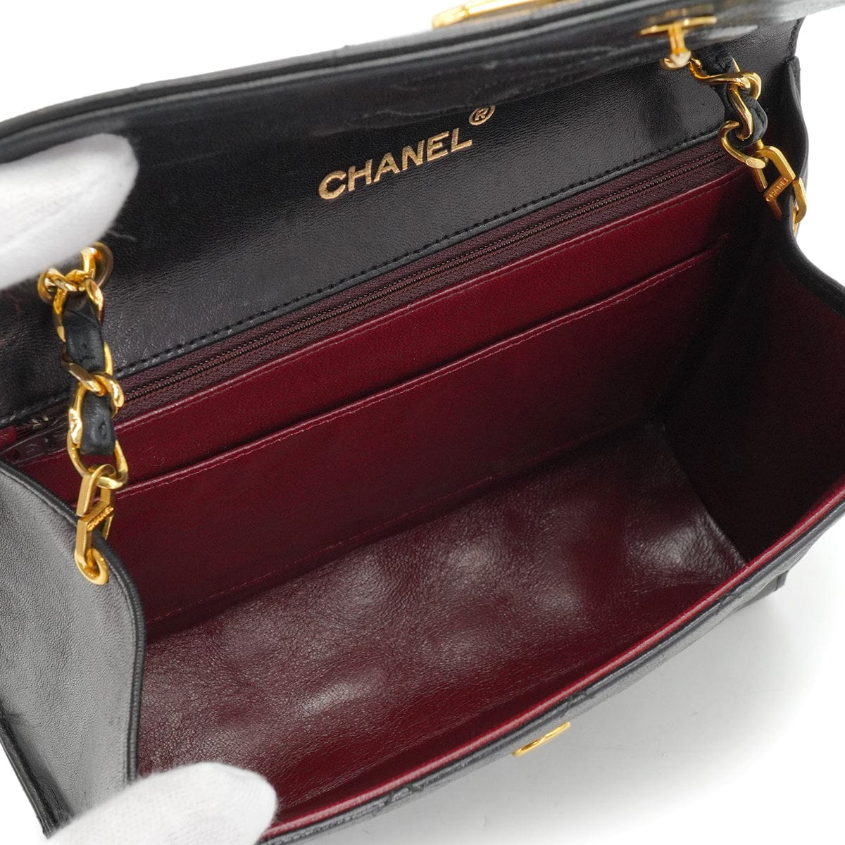 LUXURY PROMISE VINTAGE CHANEL LETTER FLAP MATELASSE BIG COCO CHAIN SHOULDER BAG BLACK LAMB SKIN GOLD HARDWARE 90339944