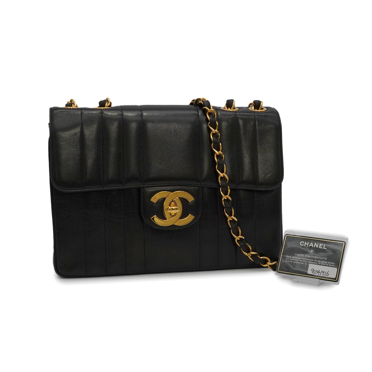 LUXURY PROMISE VINTAGE CHANEL MADEMOISELLE CHAIN SHOULDER BAG BLACK LAMB SKIN GOLD HARDWARE 90341916