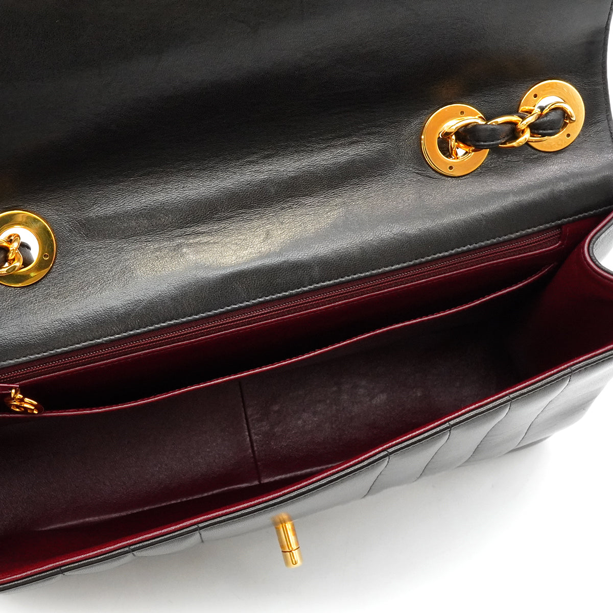 LUXURY PROMISE VINTAGE CHANEL MADEMOISELLE CHAIN SHOULDER BAG BLACK LAMB SKIN GOLD HARDWARE 90341916
