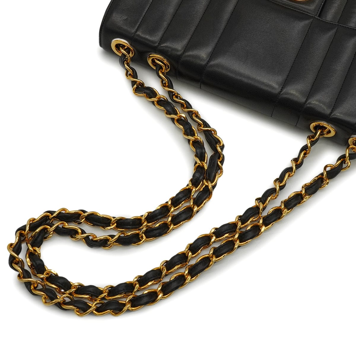 LUXURY PROMISE VINTAGE CHANEL MADEMOISELLE CHAIN SHOULDER BAG BLACK LAMB SKIN GOLD HARDWARE 90341916