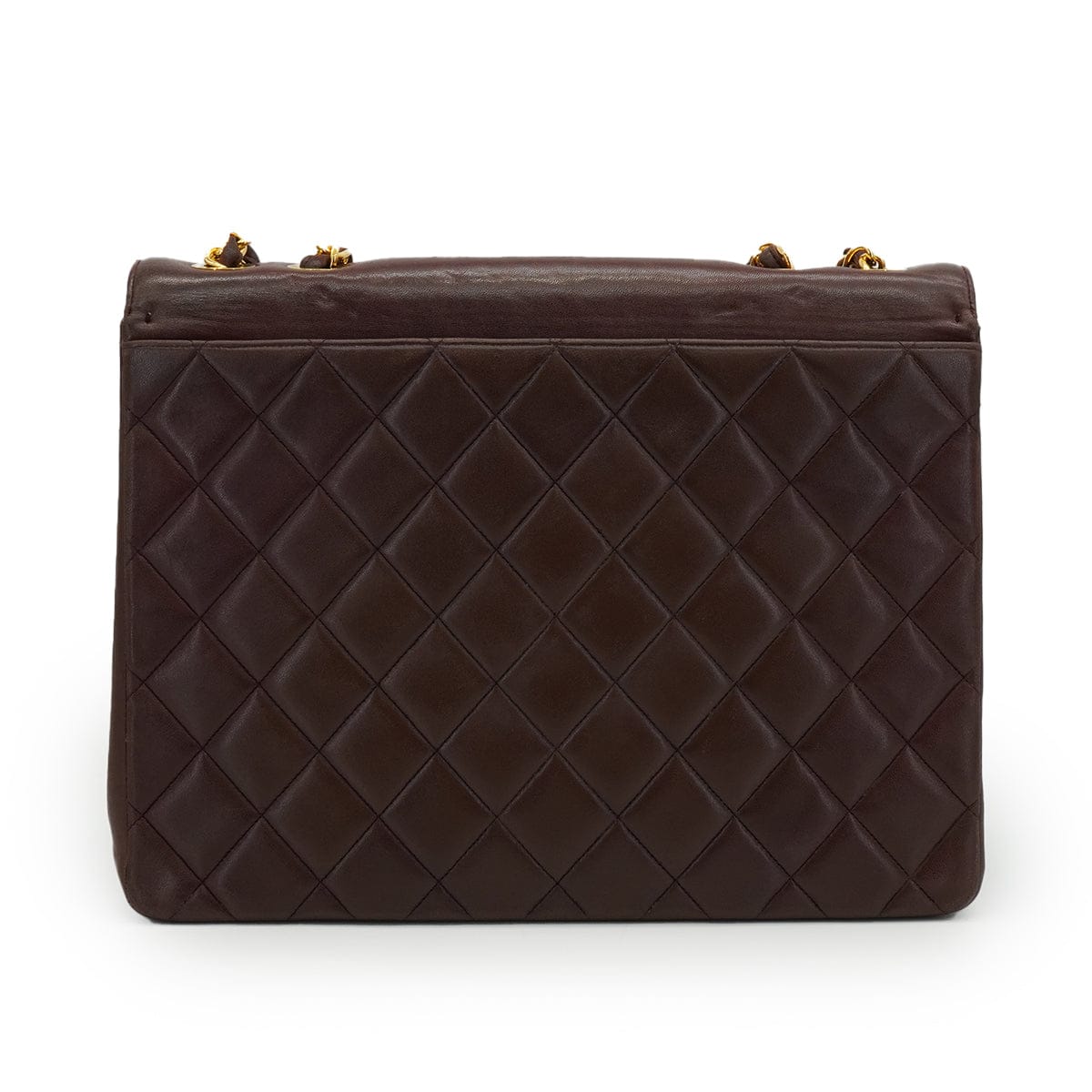 LUXURY PROMISE VINTAGE CHANEL MATELASSE BIG COCO CHAIN SHOULDER BAG BROWN LAMB SKIN GOLD HARDWARE 90327096