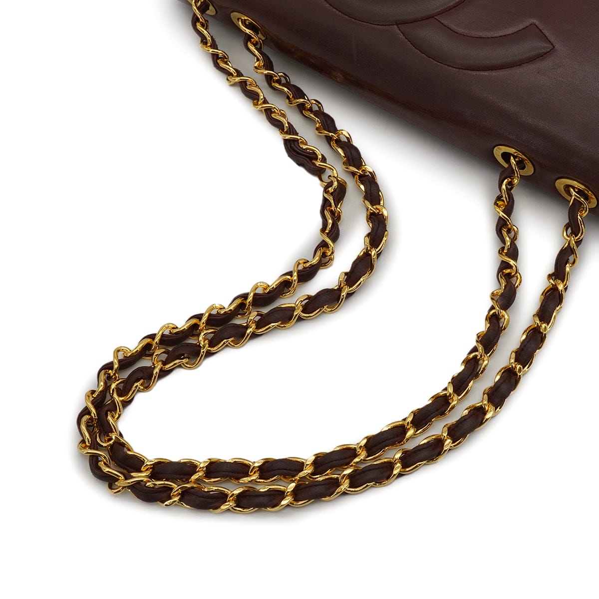 LUXURY PROMISE VINTAGE CHANEL MATELASSE BIG COCO CHAIN SHOULDER BAG BROWN LAMB SKIN GOLD HARDWARE 90327096