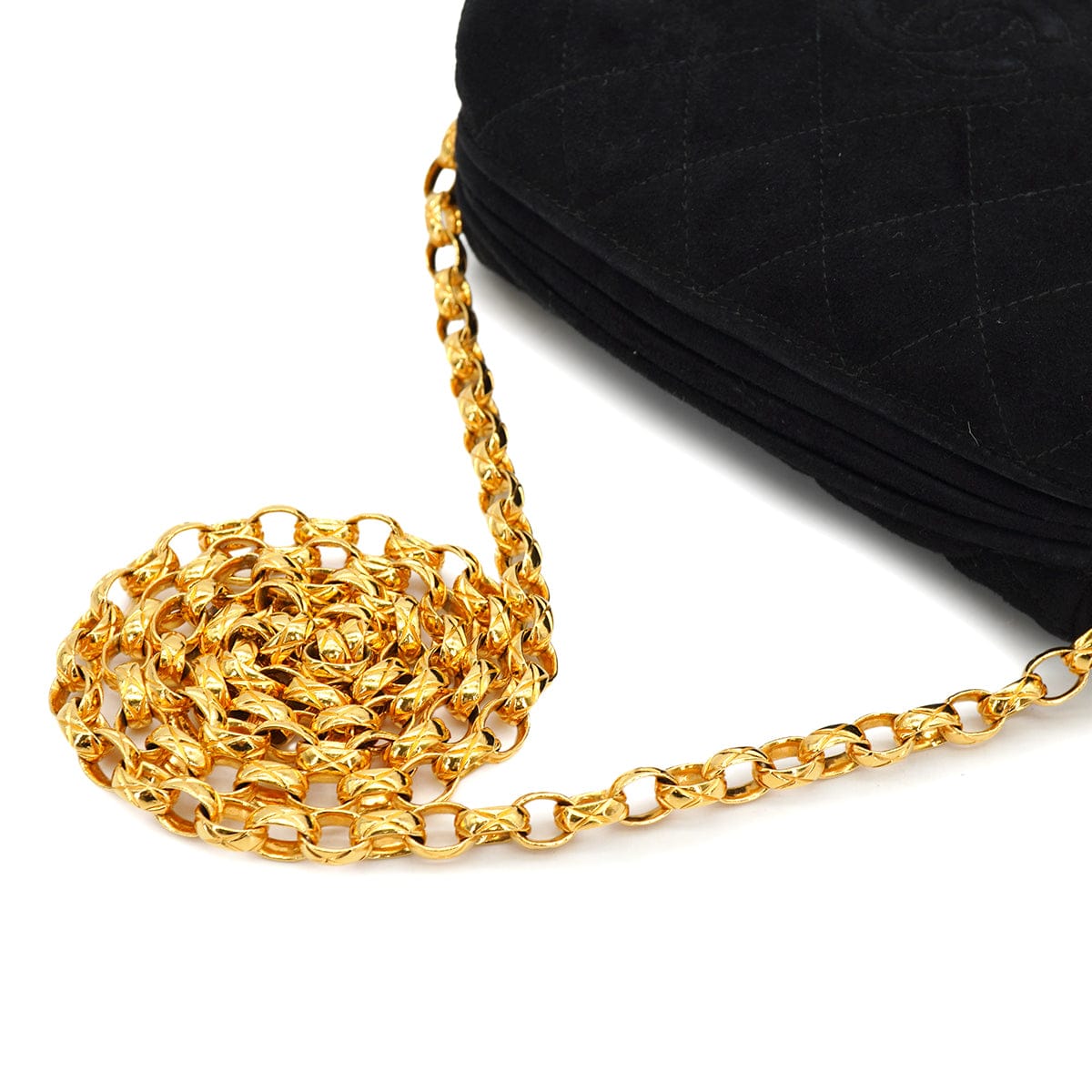 LUXURY PROMISE VINTAGE CHANEL MATELASSE BIJOU CHAIN SHOULDER BAG BLACK SUEDE FRINGE GOLD HARDWARE 90333749