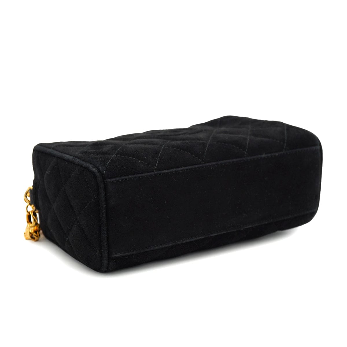 LUXURY PROMISE VINTAGE CHANEL MATELASSE BIJOU CHAIN SHOULDER BAG BLACK SUEDE FRINGE GOLD HARDWARE 90333749