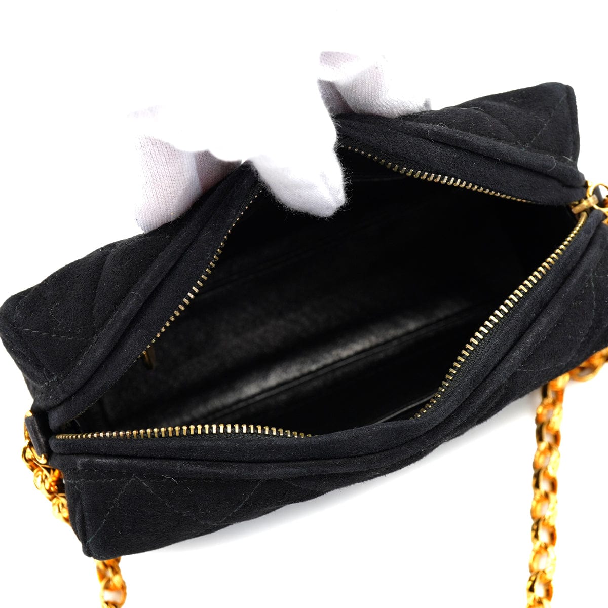 LUXURY PROMISE VINTAGE CHANEL MATELASSE BIJOU CHAIN SHOULDER BAG BLACK SUEDE FRINGE GOLD HARDWARE 90333749