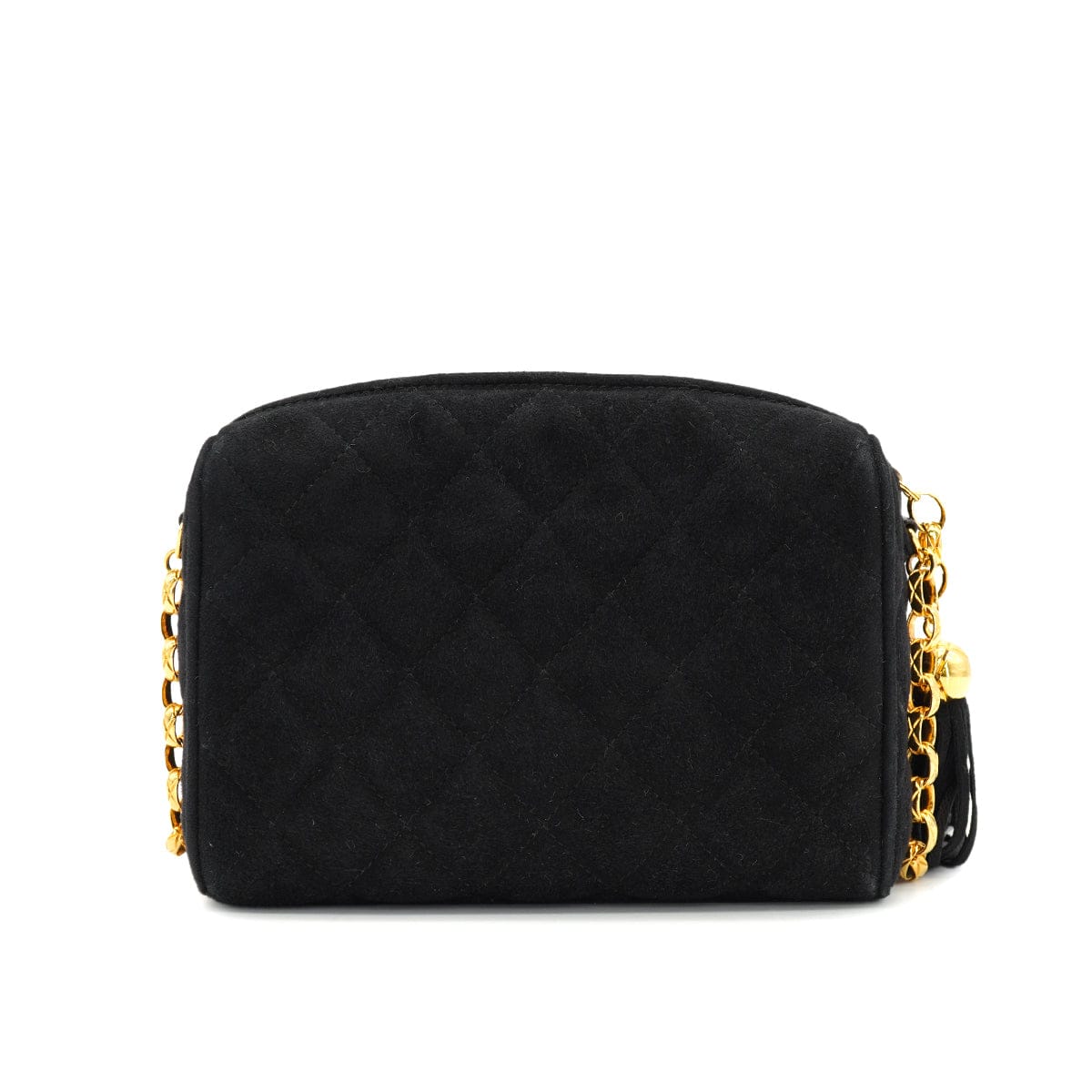 LUXURY PROMISE VINTAGE CHANEL MATELASSE BIJOU CHAIN SHOULDER BAG BLACK SUEDE FRINGE GOLD HARDWARE 90333749