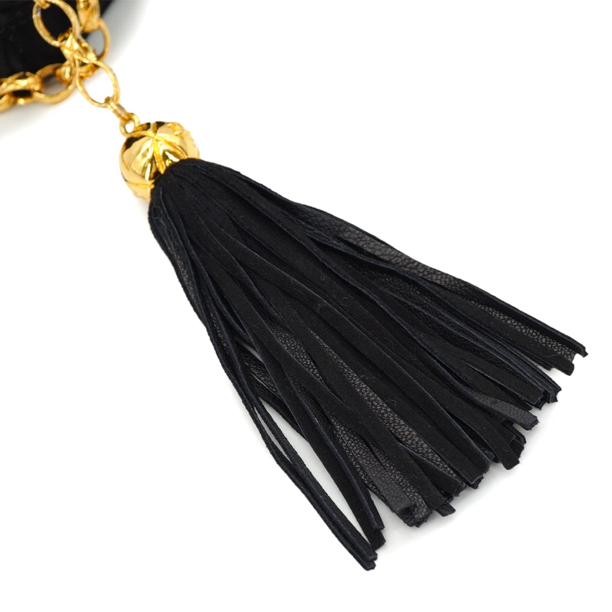 LUXURY PROMISE VINTAGE CHANEL MATELASSE BIJOU CHAIN SHOULDER BAG BLACK SUEDE FRINGE GOLD HARDWARE 90333749