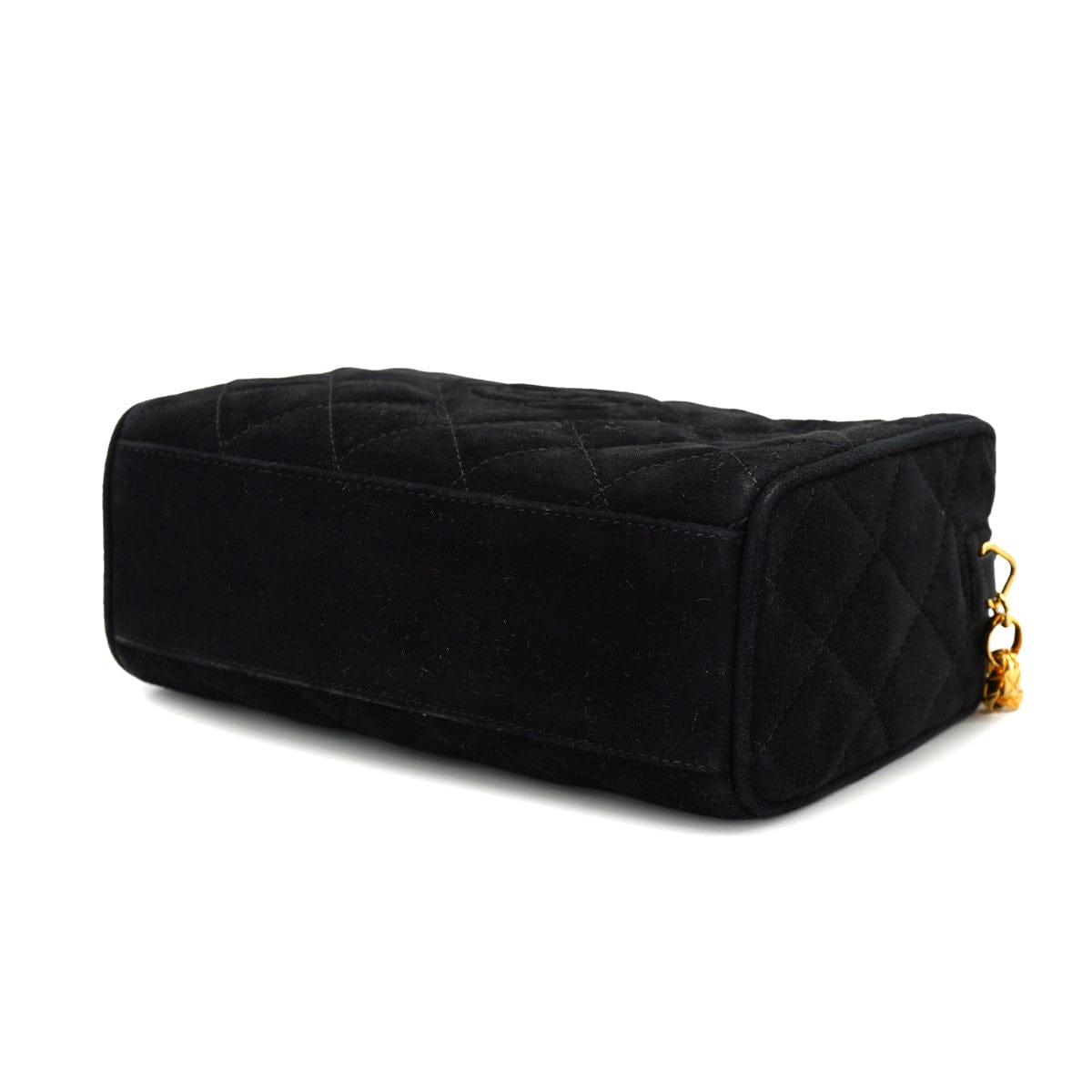 LUXURY PROMISE VINTAGE CHANEL MATELASSE BIJOU CHAIN SHOULDER BAG BLACK SUEDE FRINGE GOLD HARDWARE 90333749