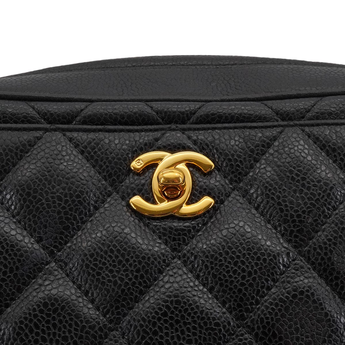 LUXURY PROMISE VINTAGE CHANEL MATELASSE CAMERA CHAIN SHOULDER BAG BLACK CAVIAR SKIN GOLD HARDWARE 90339653
