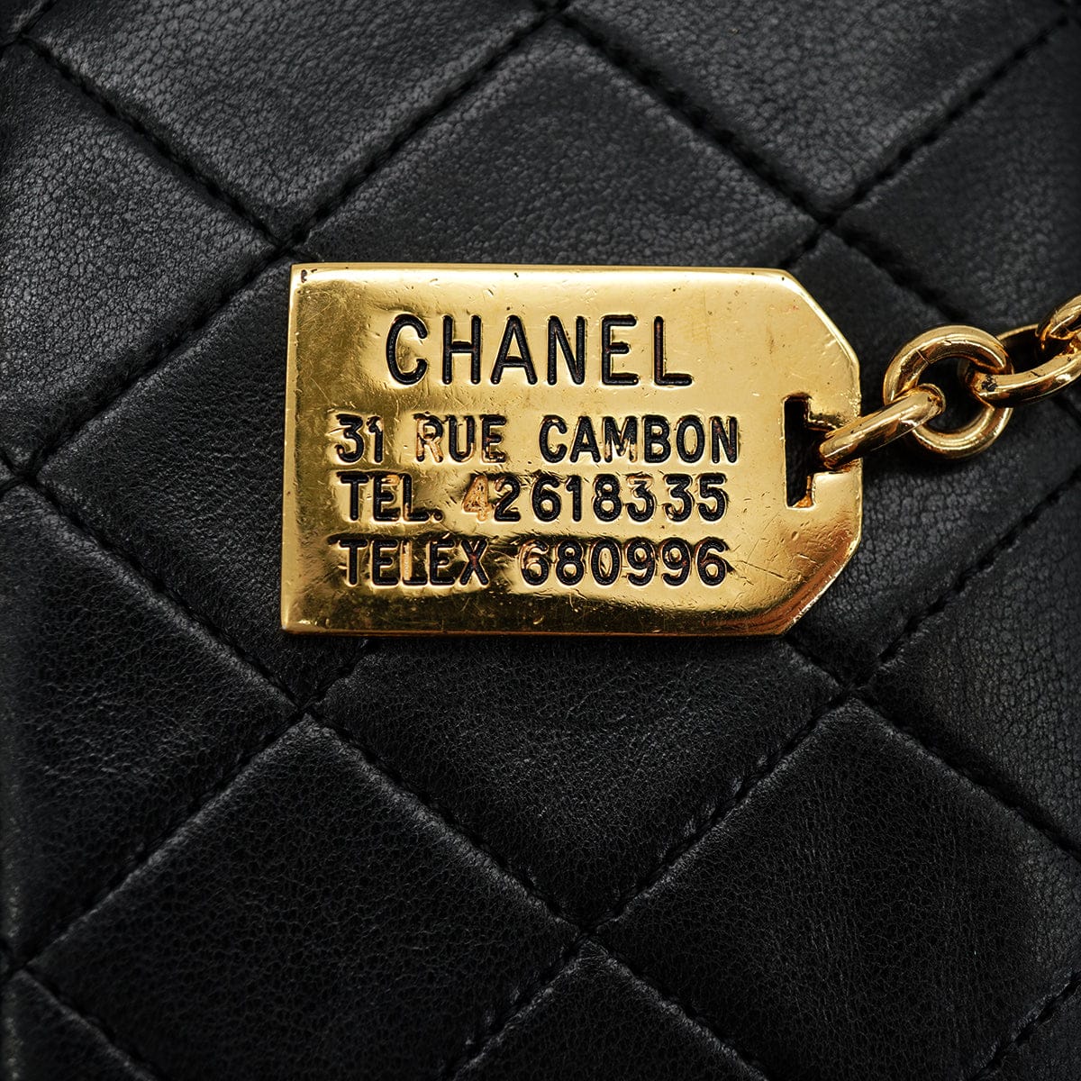 Luxury Promise VINTAGE CHANEL MATELASSE CHAIN HAND SHOULDER BAG BLACK LAMB SKIN GOLD HARDWARE 90335295