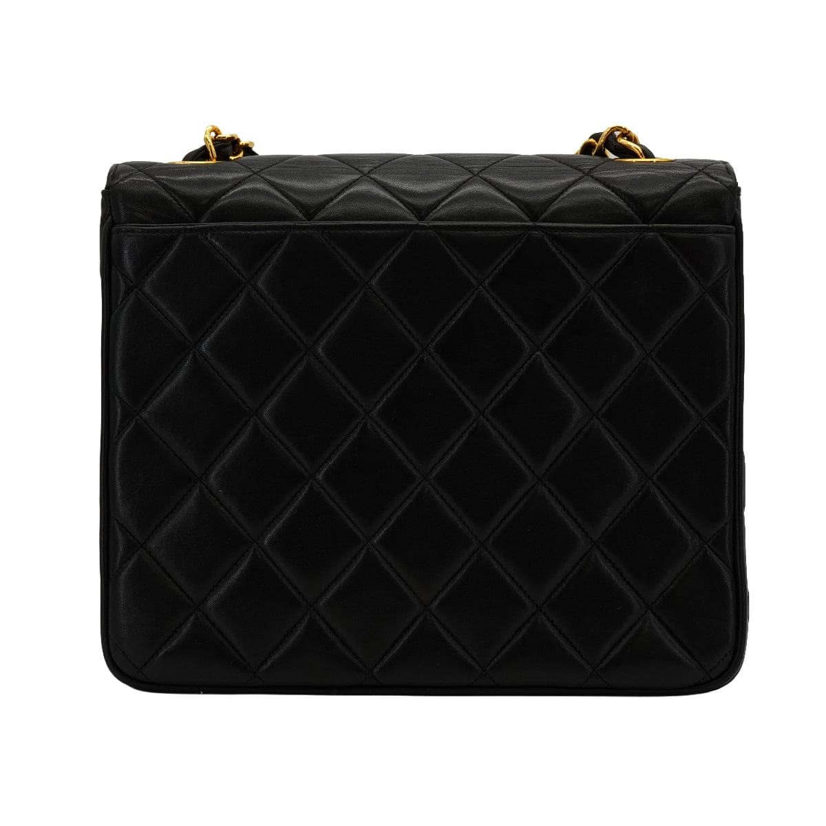 LUXURY PROMISE VINTAGE CHANEL MATELASSE CHAIN SHOULDER BAG BLACK LAMB SKIN GOLD HARDWARE 90337293