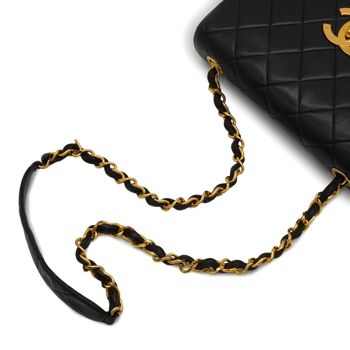 LUXURY PROMISE VINTAGE CHANEL MATELASSE CHAIN SHOULDER BAG BLACK LAMB SKIN GOLD HARDWARE 90337293
