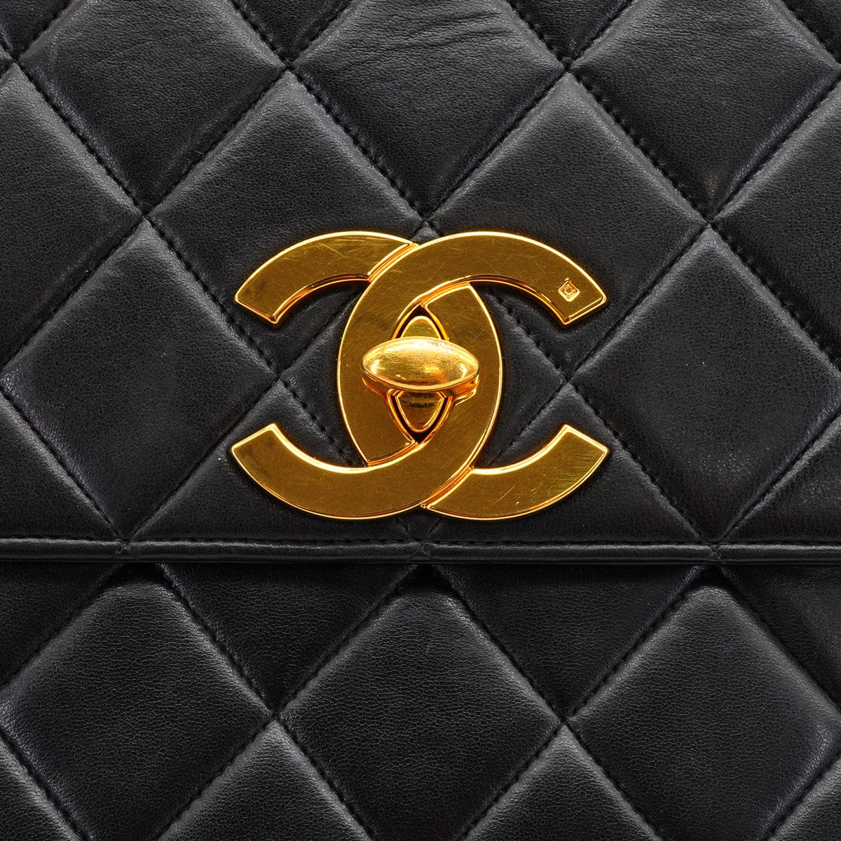 LUXURY PROMISE VINTAGE CHANEL MATELASSE CHAIN SHOULDER BAG BLACK LAMB SKIN GOLD HARDWARE 90337293