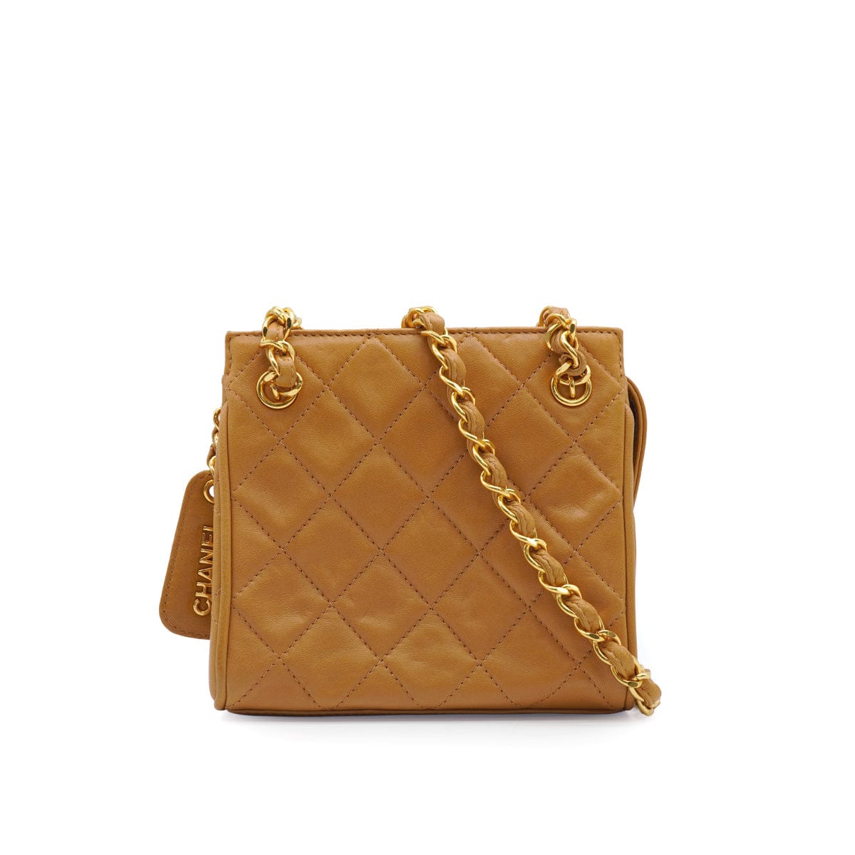 LUXURY PROMISE VINTAGE CHANEL MATELASSE CHAIN SHOULDER BAG BROWN LAMB SKIN GOLD HARDWARE 90340143