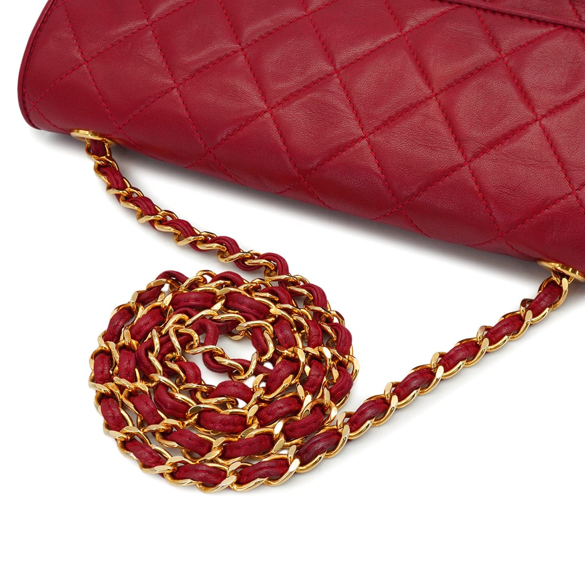 VINTAGE CHANEL COCOMARK MATELASSE FRINGE CHAIN SHOULDER BAG RED LAMB SKIN GOLD HARDWARE 90342573