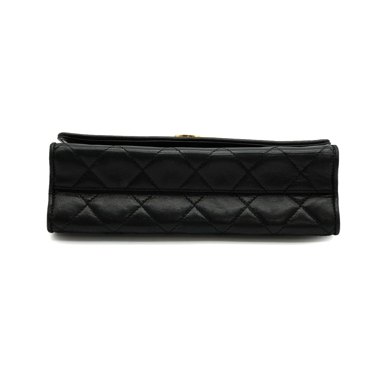 LUXURY PROMISE VINTAGE CHANEL MATELASSE HAND BAG BLACK LAMB SKIN GOLD HARDWARE 90340138