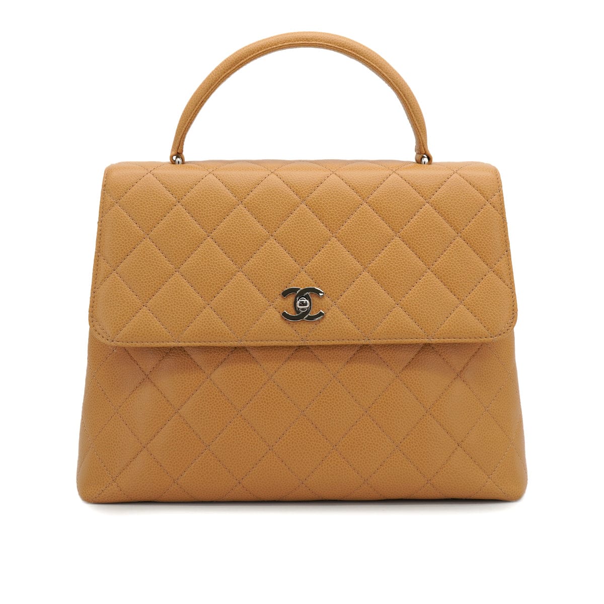 LUXURY PROMISE VINTAGE CHANEL MATELASSE HAND BAG CAMEL CAVIAR SKIN SILVER HARDWARE 90331403