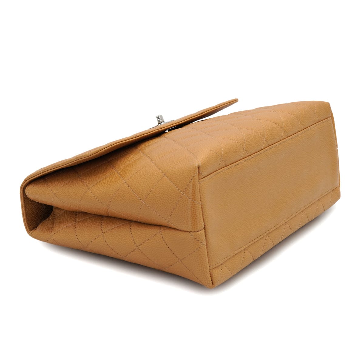 LUXURY PROMISE VINTAGE CHANEL MATELASSE HAND BAG CAMEL CAVIAR SKIN SILVER HARDWARE 90331403