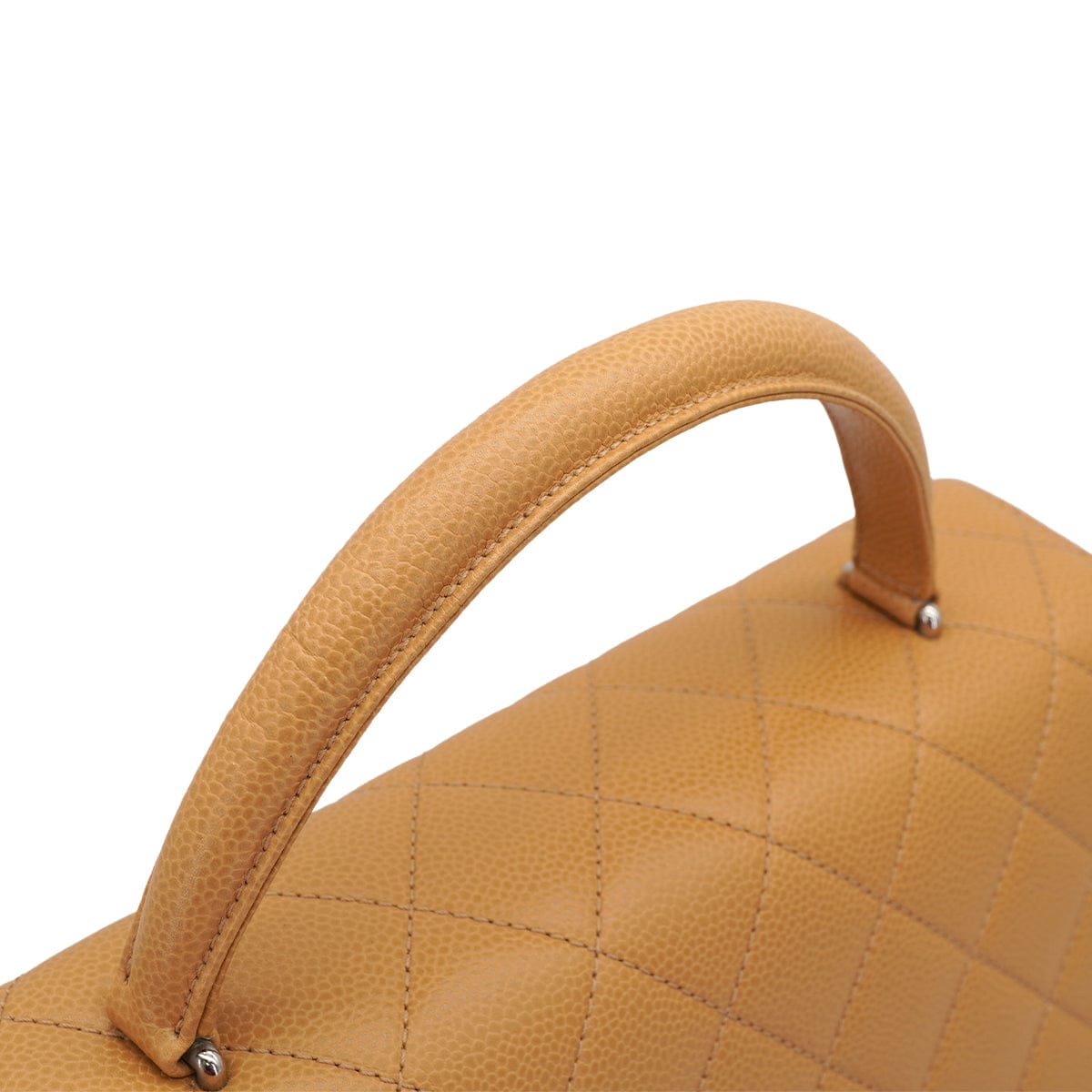 LUXURY PROMISE VINTAGE CHANEL MATELASSE HAND BAG CAMEL CAVIAR SKIN SILVER HARDWARE 90331403