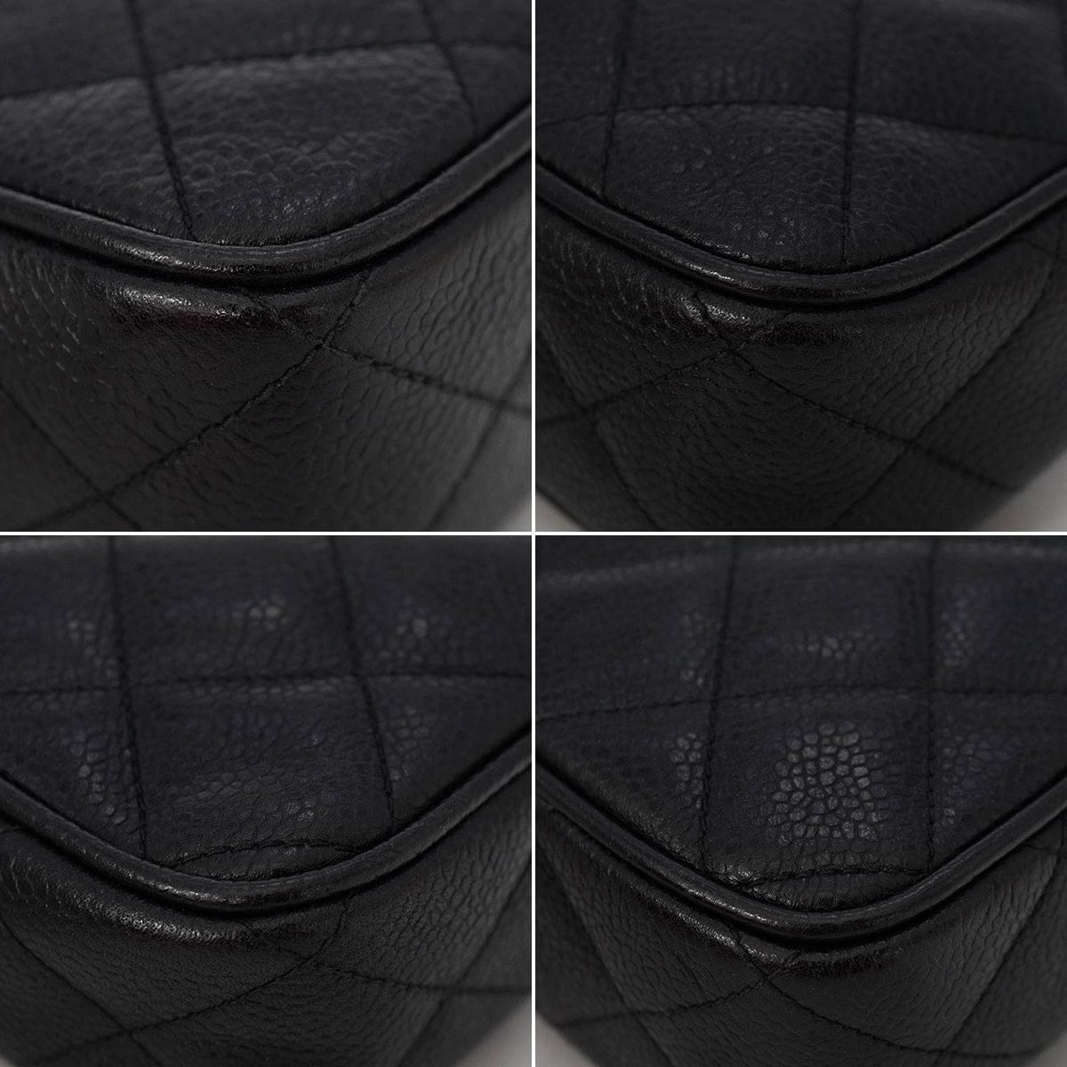 LUXURY PROMISE VINTAGE CHANEL MATELASSE MINI CHAIN SHOULDER BAG BLACK CAVIR SKIN GOLD HARDWARE 90341886