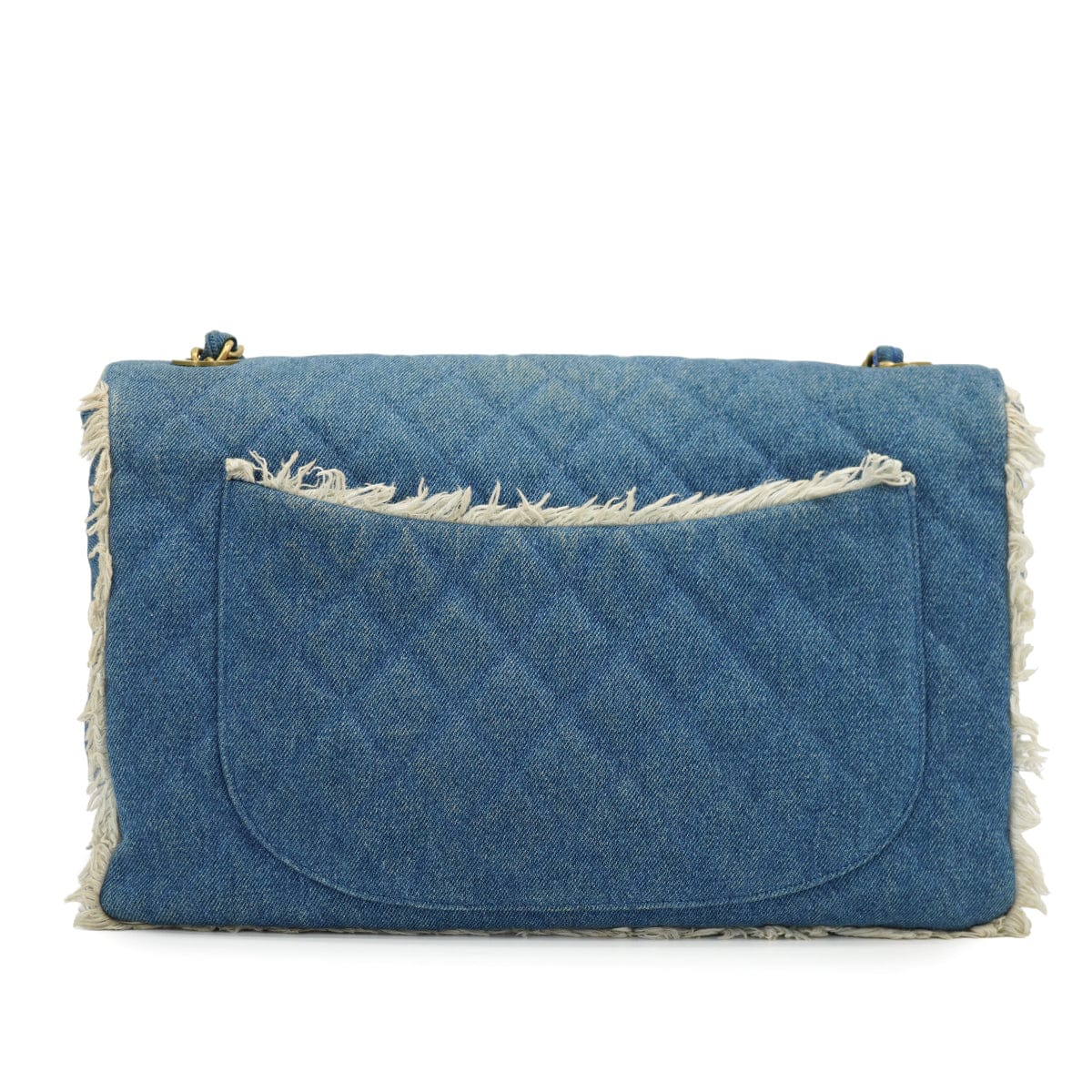 Luxury Promise VINTAGE CHANEL MAXI MATELASSE 34 CHAIN SHOULDER BAG BLUE DENIM GOLD HARDWARE 90335141