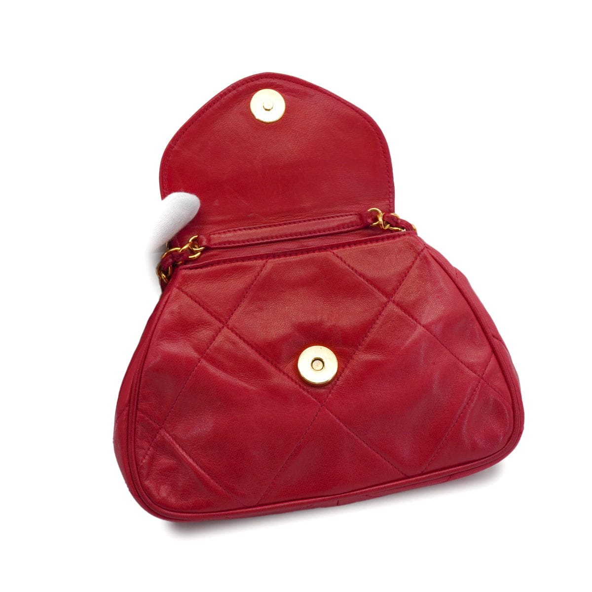 LUXURY PROMISE VINTAGE CHANEL MINI COCOMARK MATERASSE CHAIN SHOULDER BAG RED LAMB SKIN GOLD HARDWARE 90341913