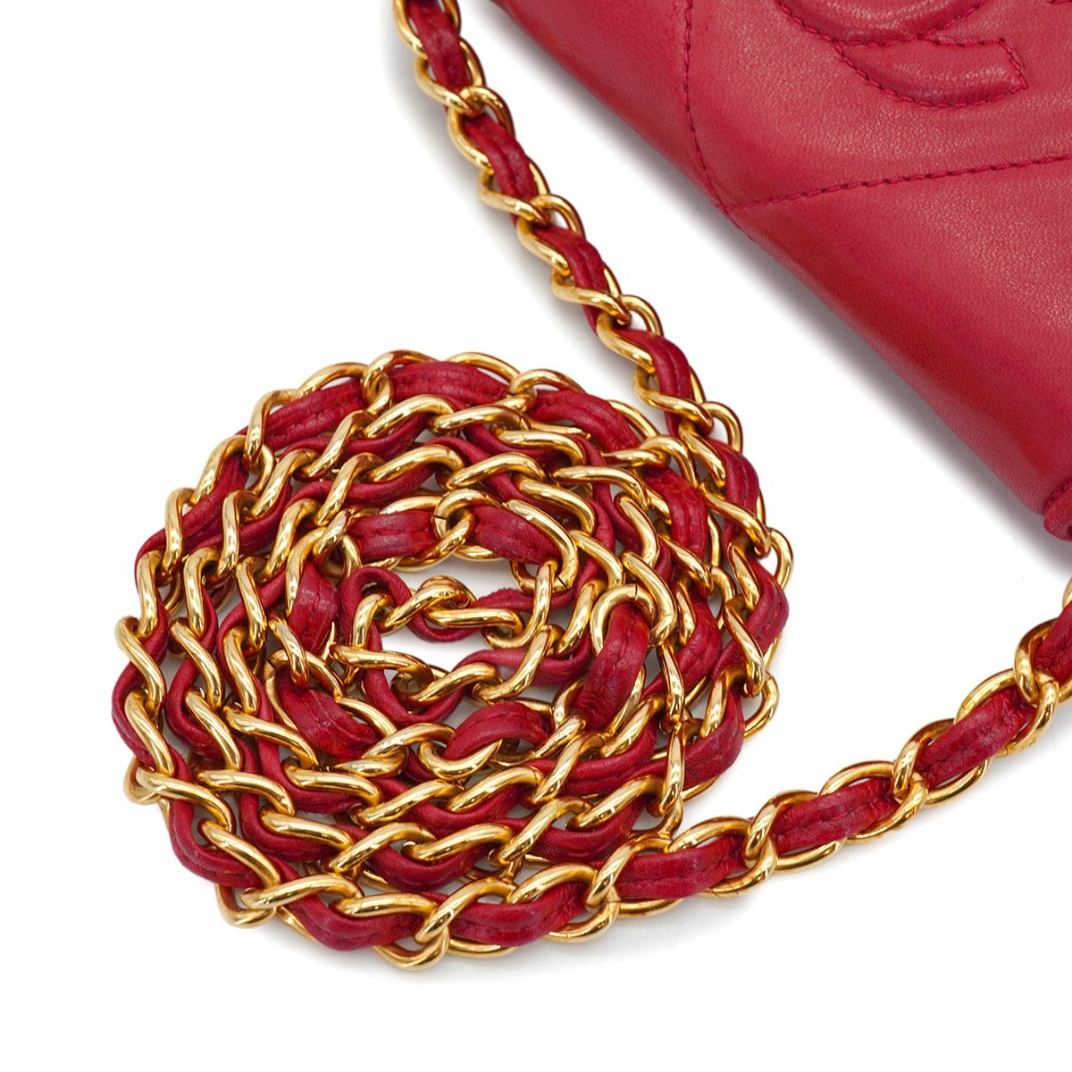 LUXURY PROMISE VINTAGE CHANEL MINI COCOMARK MATERASSE CHAIN SHOULDER BAG RED LAMB SKIN GOLD HARDWARE 90341913