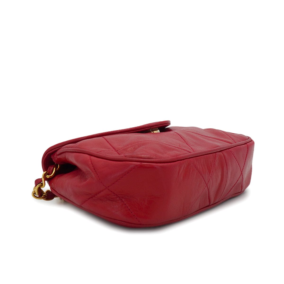 LUXURY PROMISE VINTAGE CHANEL MINI COCOMARK MATERASSE CHAIN SHOULDER BAG RED LAMB SKIN GOLD HARDWARE 90341913