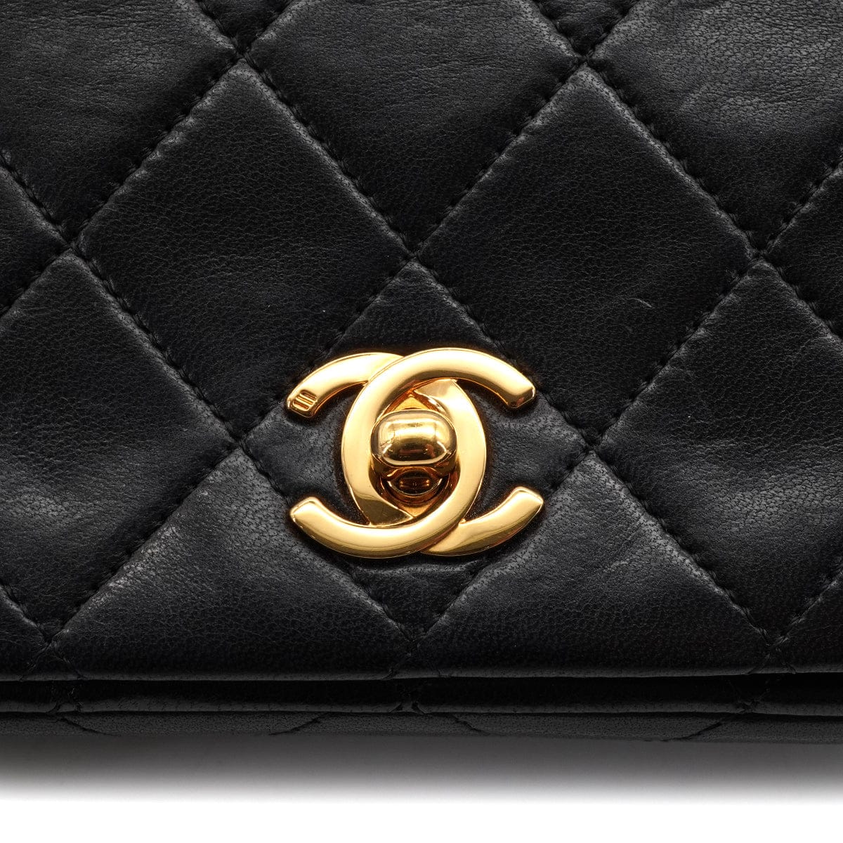 LUXURY PROMISE VINTAGE CHANEL MINI FULL FLAP CHAIN SHOULDER BAG BLACK LAMB SKIN GOLD HARDWARE 90339942