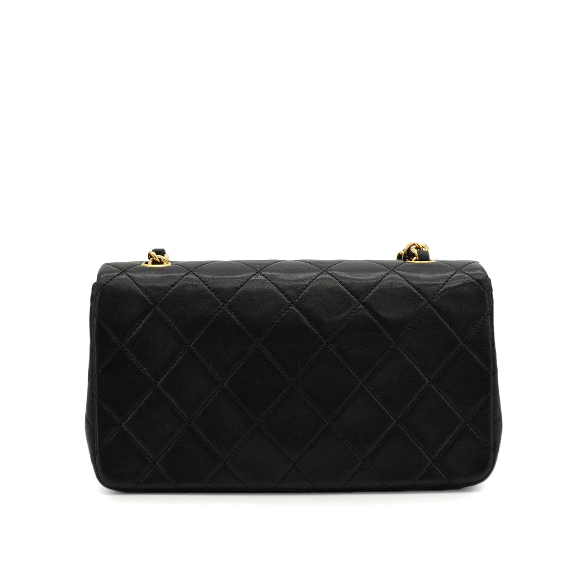 LUXURY PROMISE VINTAGE CHANEL MINI FULL FLAP CHAIN SHOULDER BAG BLACK LAMB SKIN GOLD HARDWARE 90339942