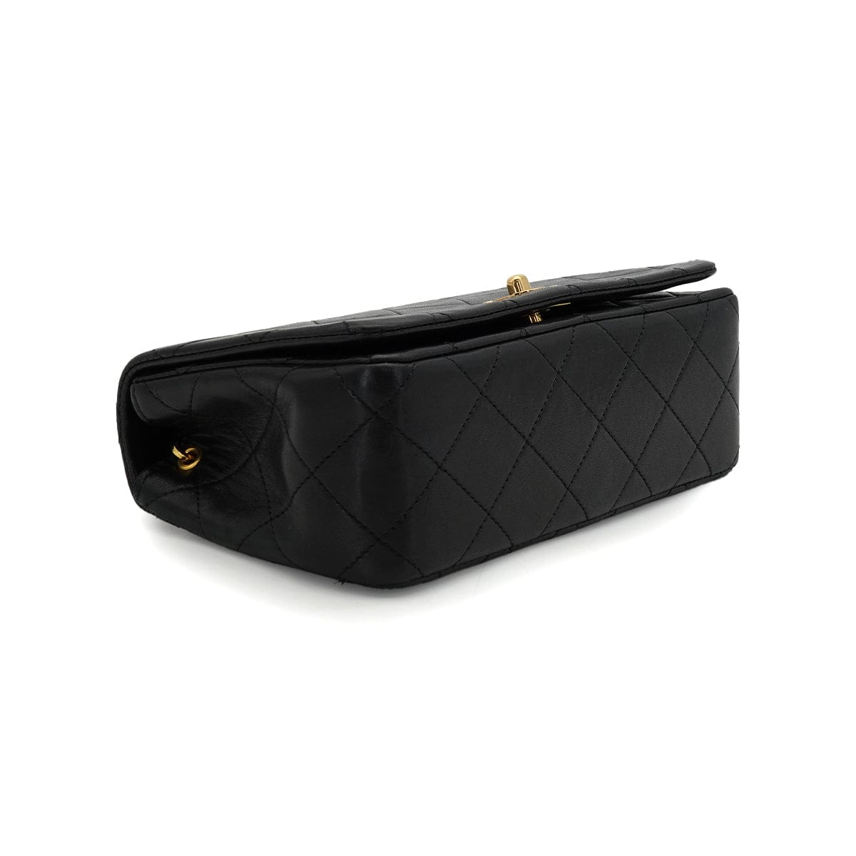 LUXURY PROMISE VINTAGE CHANEL MINI FULL FLAP CHAIN SHOULDER BAG BLACK LAMB SKIN GOLD HARDWARE 90339942