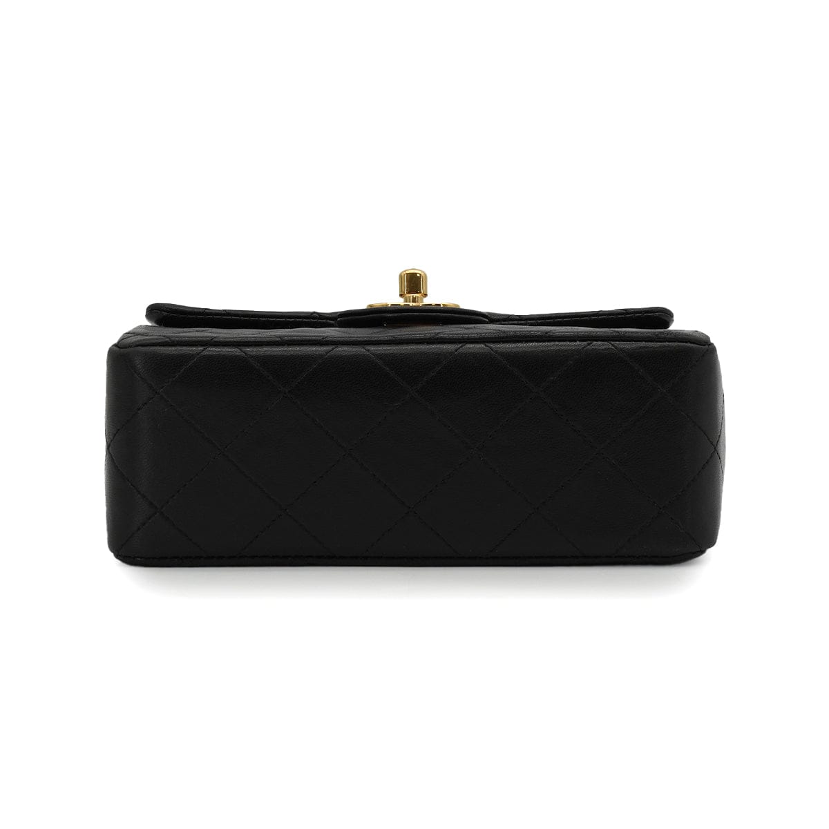 LUXURY PROMISE VINTAGE CHANEL MINI SQUARE 17 CHAIN SHOULDER BAG BLACK LAMB SKIN GOLD HARDWARE 90340165