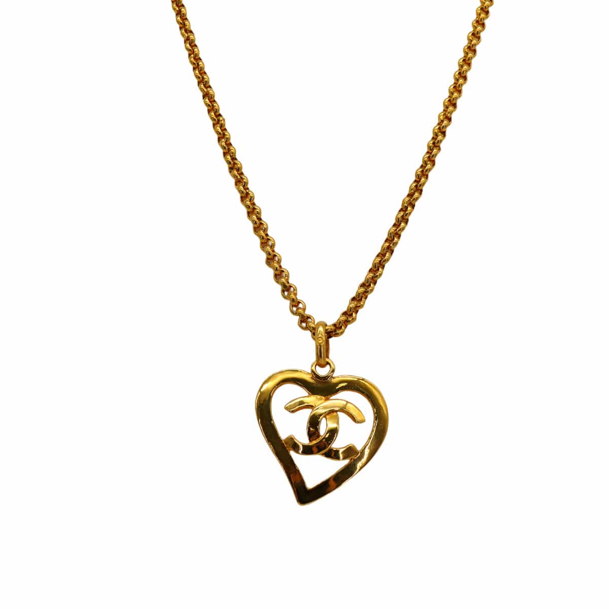 LUXURY PROMISE VINTAGE CHANEL NECKLACE COCOMARK HEART GOLD ACCESSORY 95P 90335752