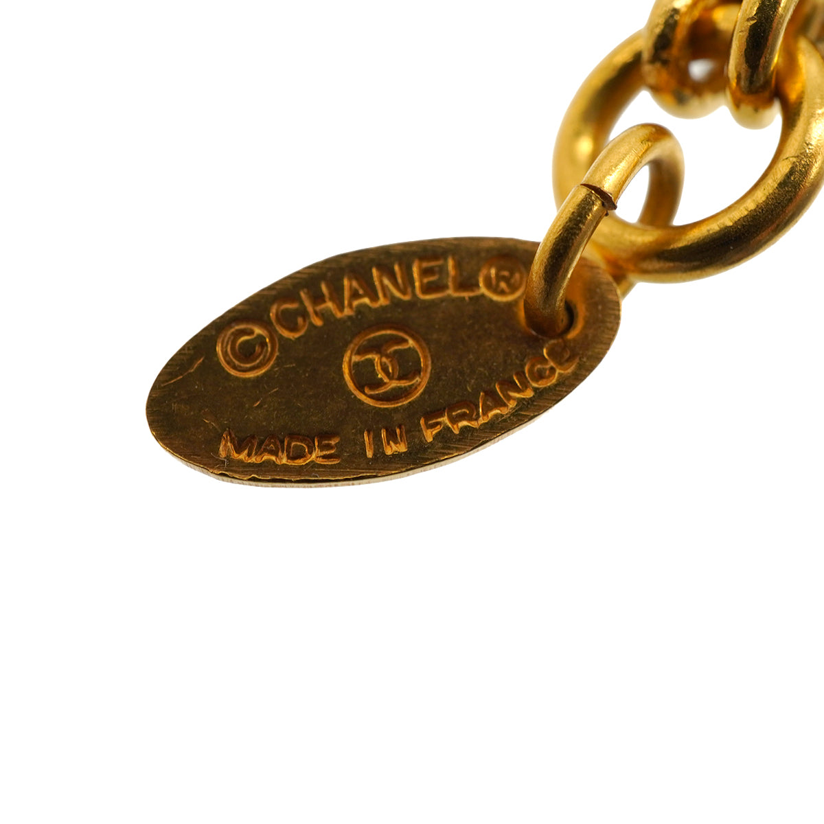 LUXURY PROMISE VINTAGE CHANEL NECKLACE COCOMARK ROUND GOLD ACCESSORY 90338905