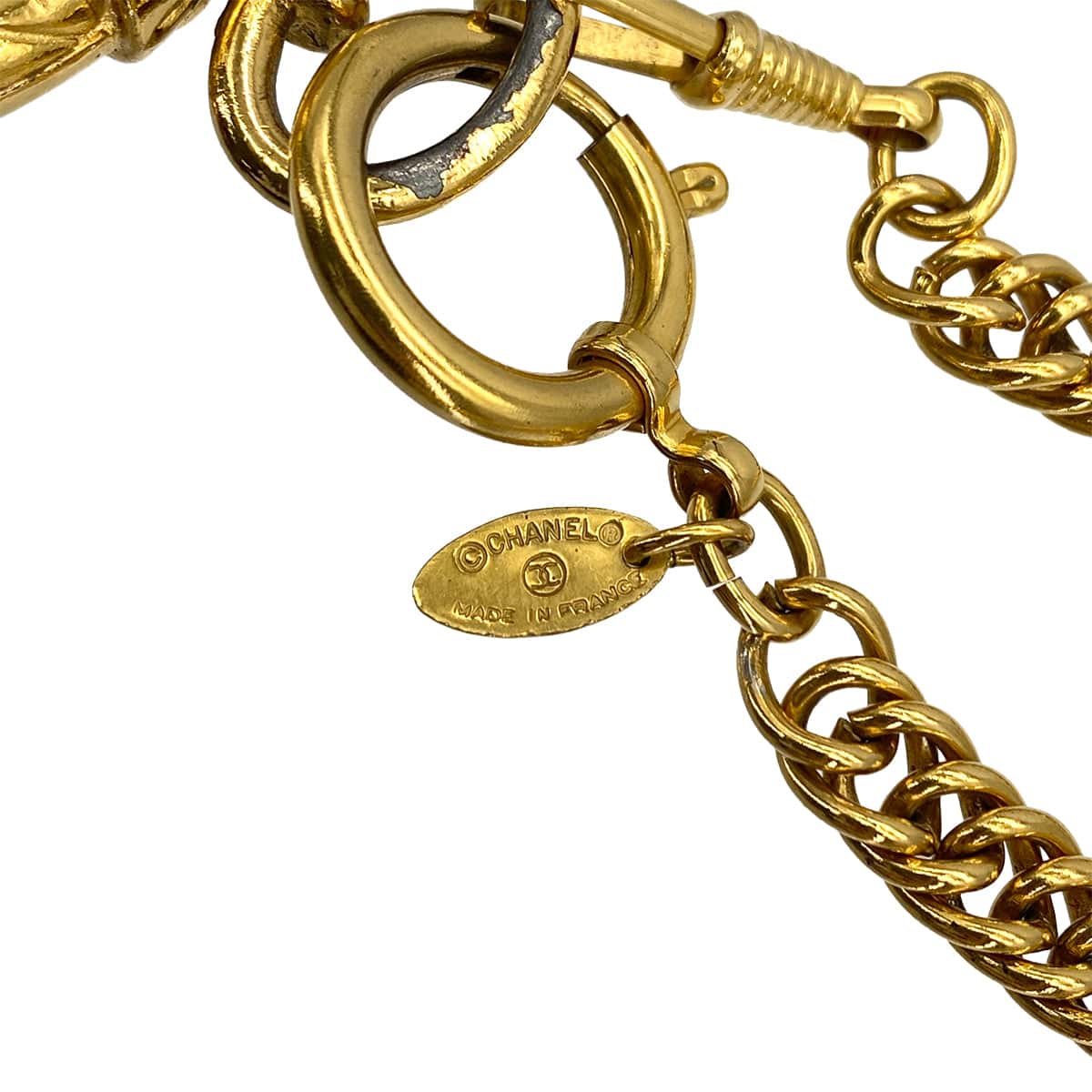 LUXURY PROMISE VINTAGE CHANEL NECKLACE LOUPE COCOMARK MATELASSE GOLD ACCESSORY 90326651