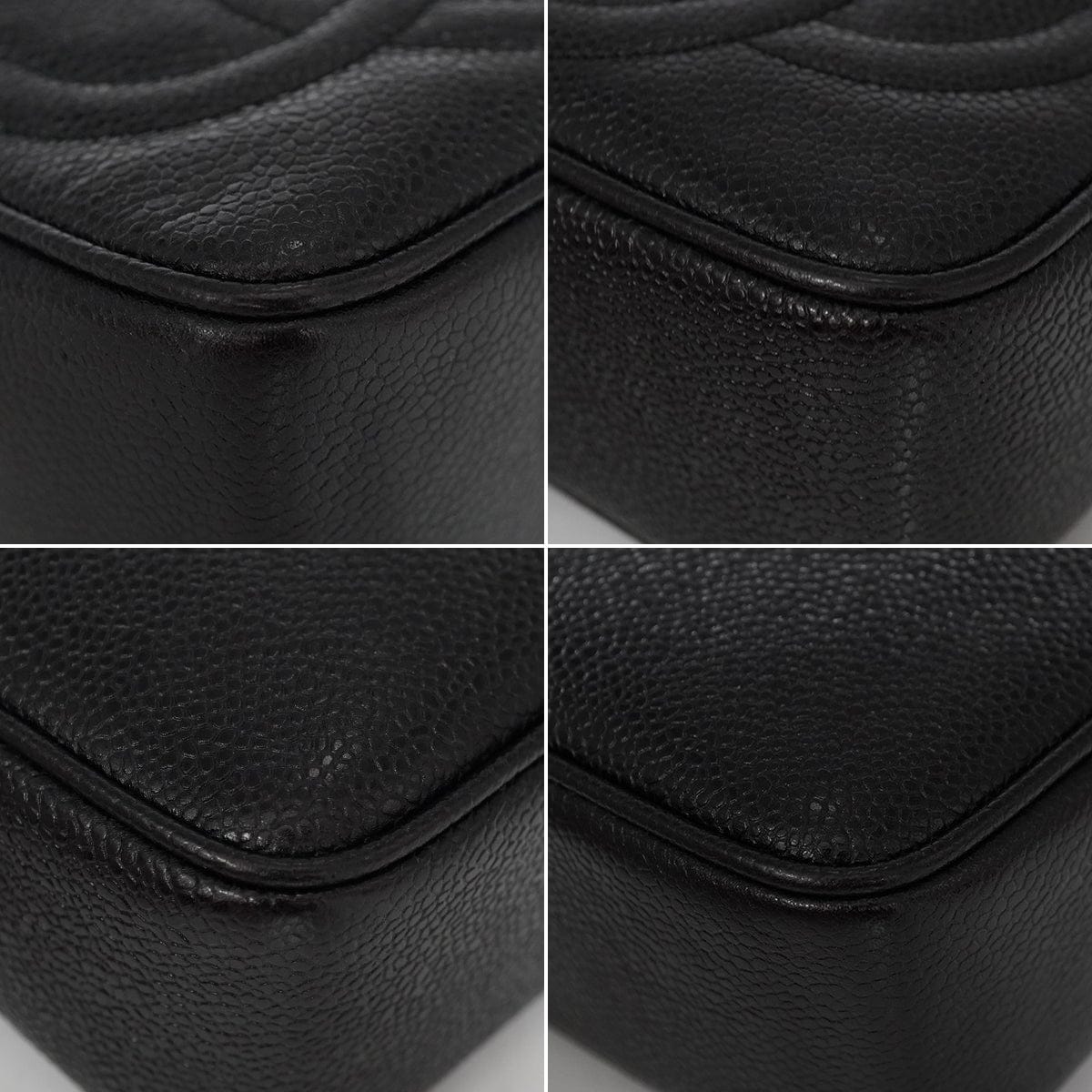 LUXURY PROMISE VINTAGE CHANEL TRIPLE COCO CHAIN SHOULDER BAG FRINGE BLACK CAVIR SKIN GOLD HARDWARE 90341863