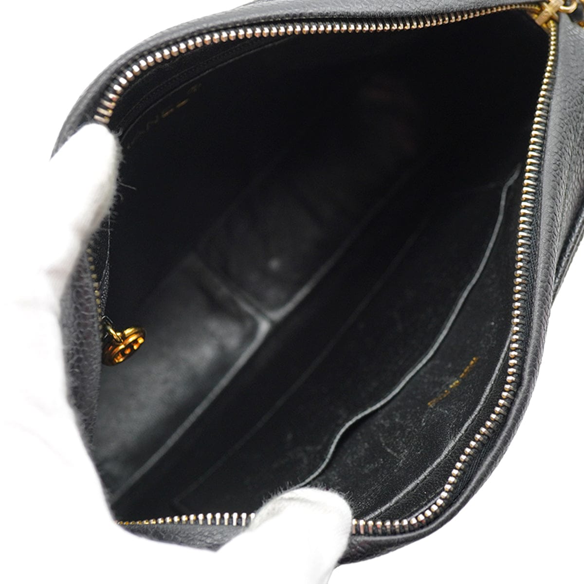 LUXURY PROMISE VINTAGE CHANEL TRIPLE COCO CHAIN SHOULDER BAG FRINGE BLACK CAVIR SKIN GOLD HARDWARE 90341863