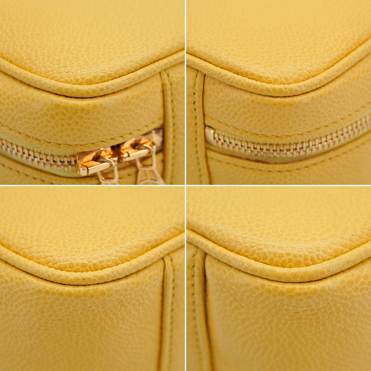 Luxury Promise VINTAGE CHANEL VANITY HAND SHUOLDER BAG YELLOW CAVIAR SKIN GOLD HARDWARE 90335288